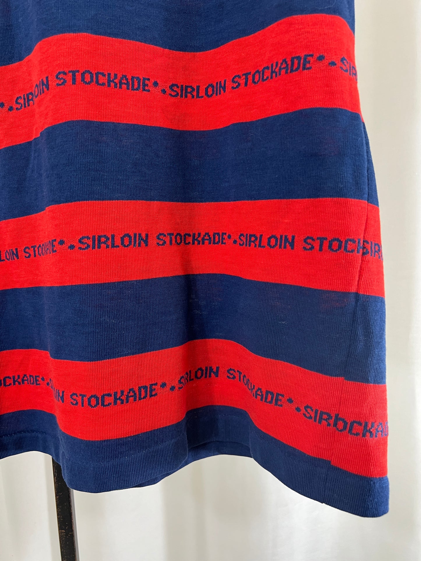 80s Sirloin Stockade Red and Blue Striped Polo