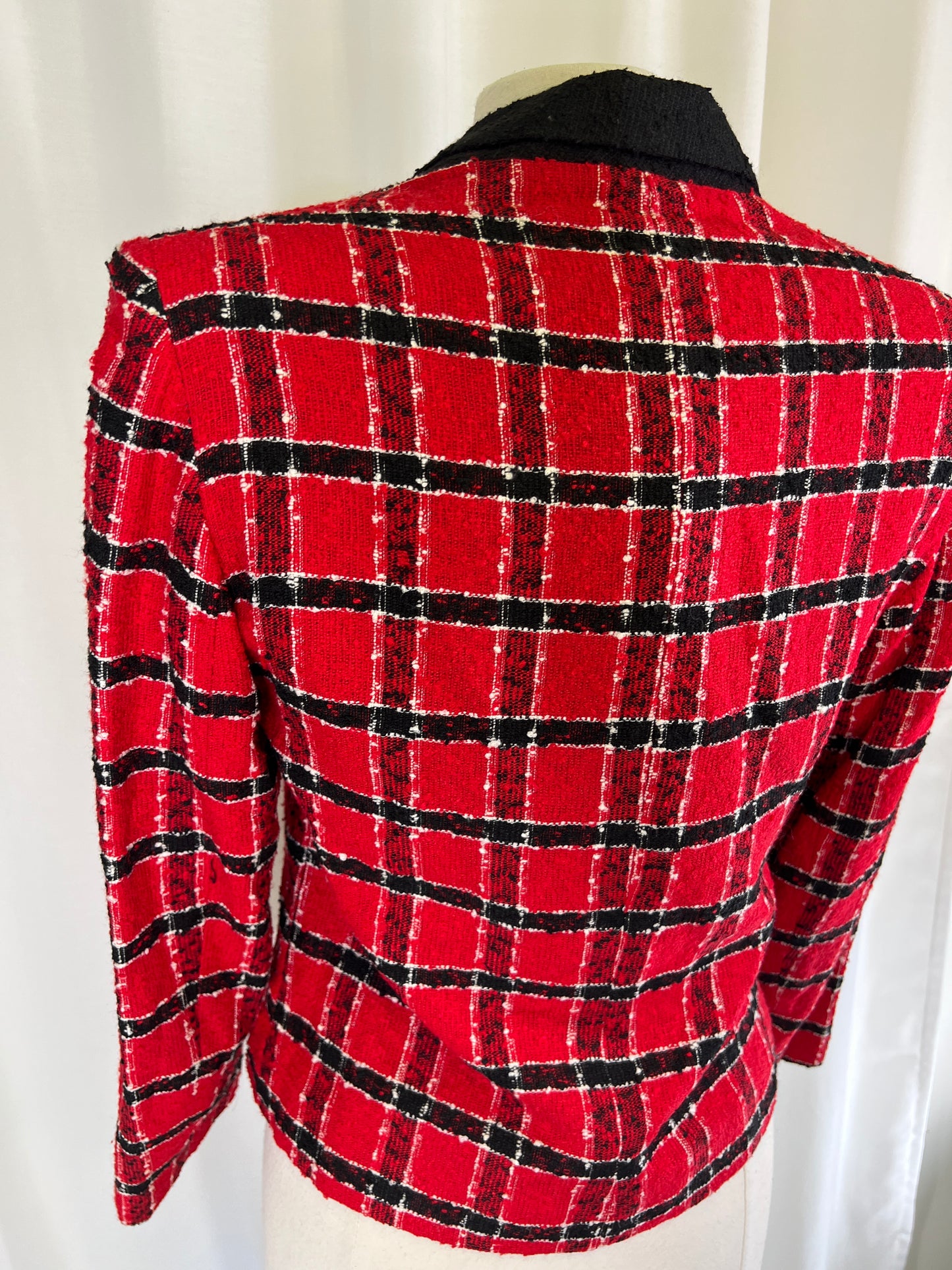 80s For Pete’s Sake Black and Red Plaid Blazer Jacket