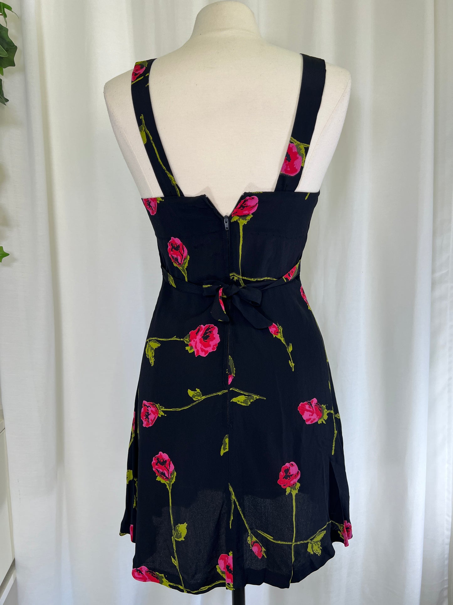 90s Betsey Johnson Long Stem Red Roses Print Mini Dress and Jacket Set