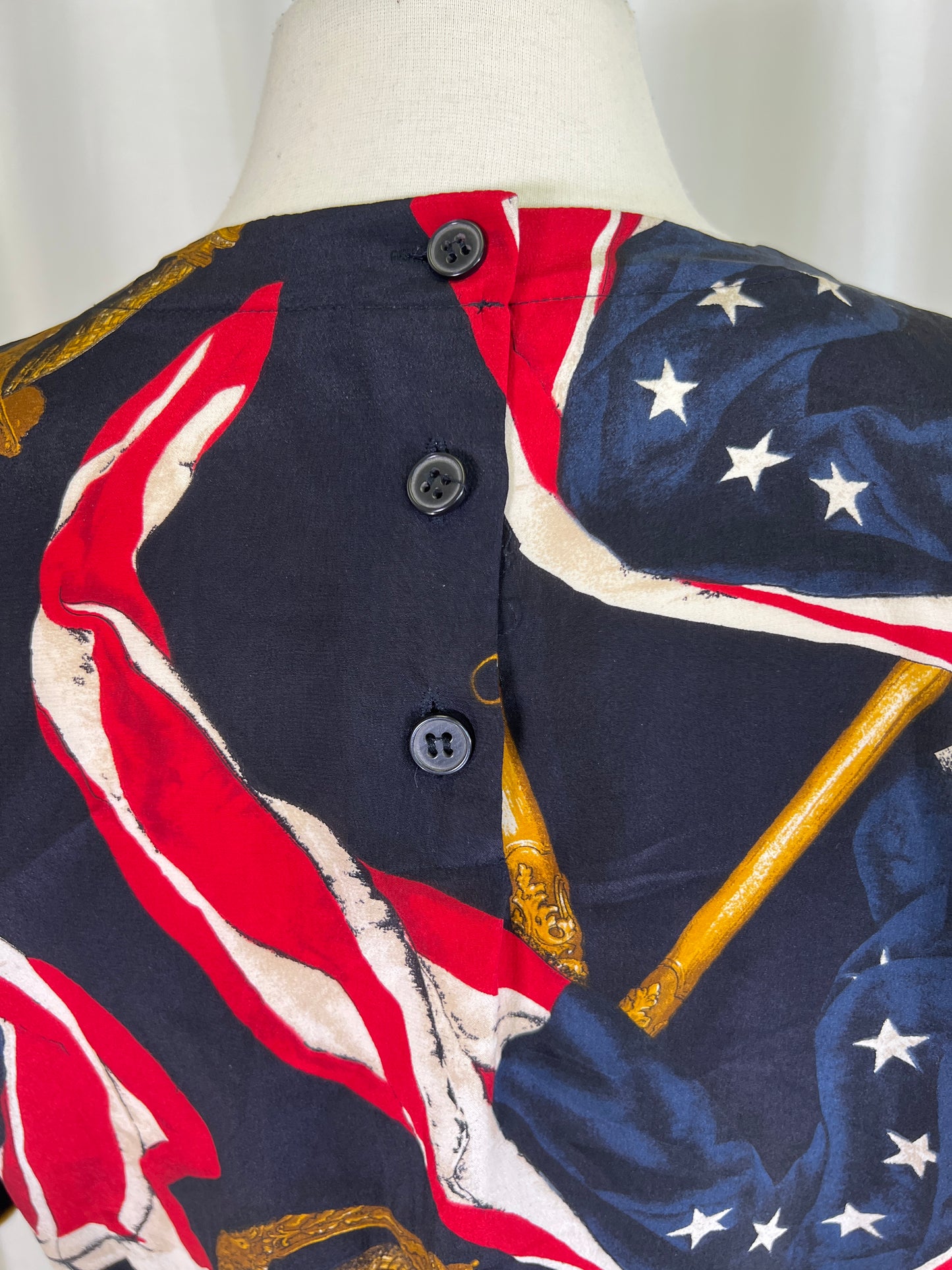 90s Jones New York Flag Print Silk Blouse