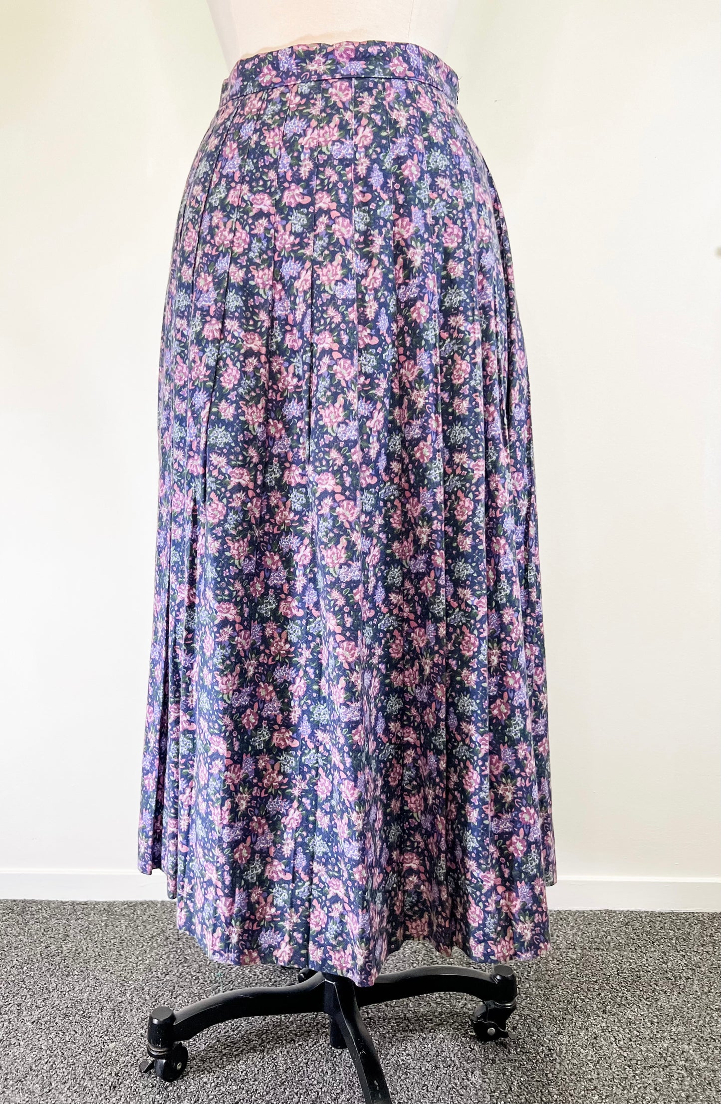 80s Laura Ashley Floral Pleated Skirt