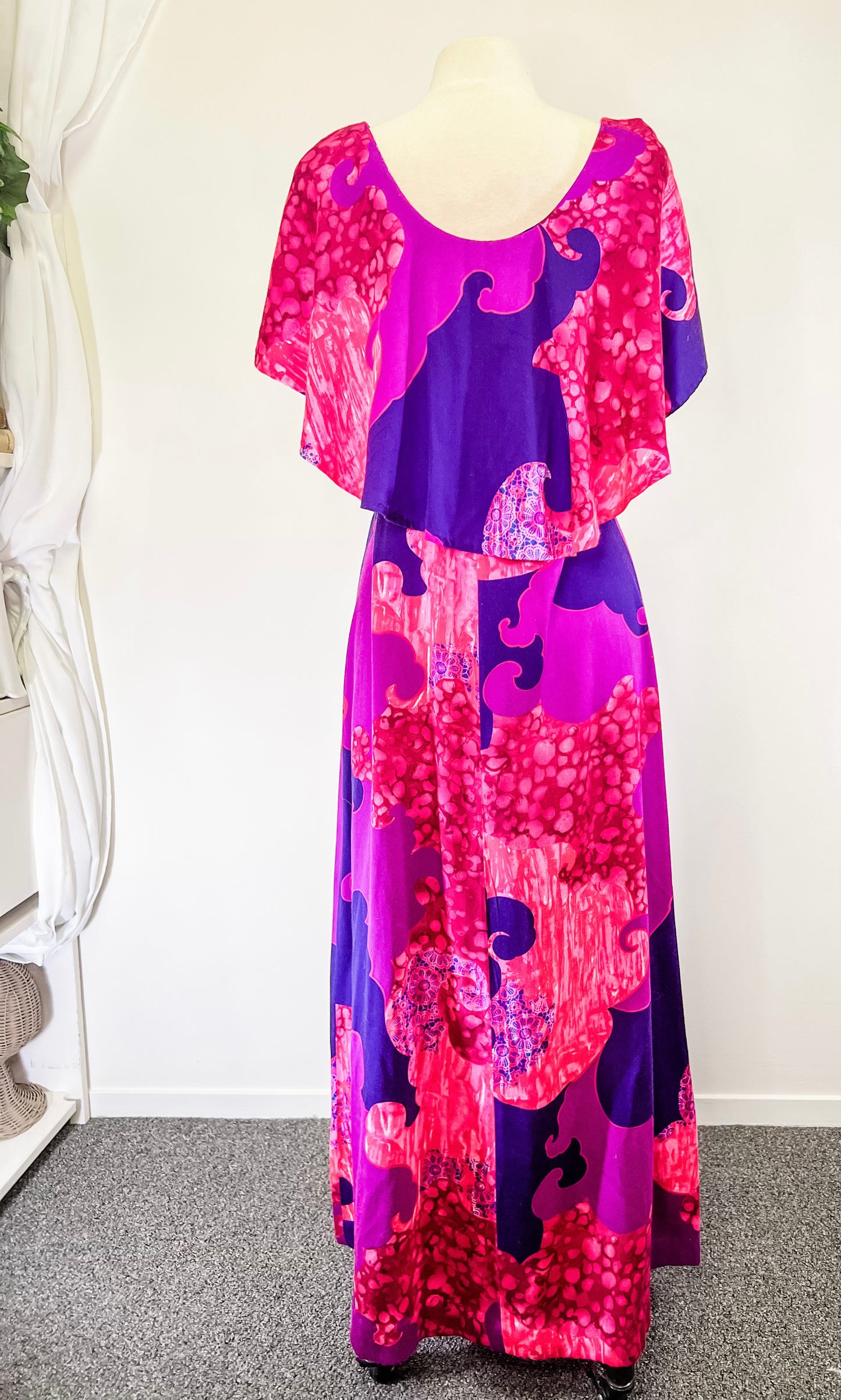 70s Mildred’s Psychedelic Hawaiian Print Gown