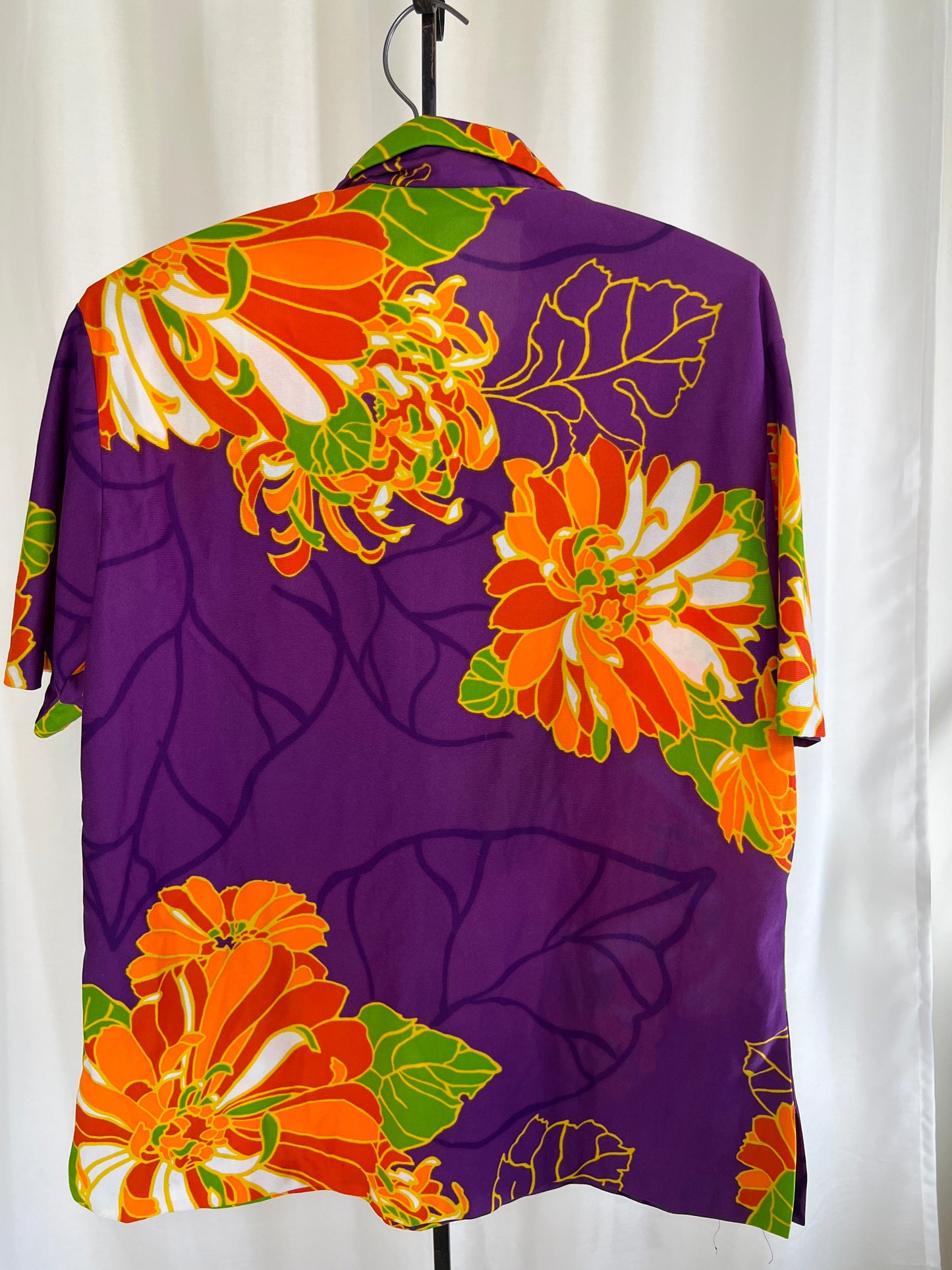 60s Walter Clarke’s Hawaiian Print Zipper Polo Shirt