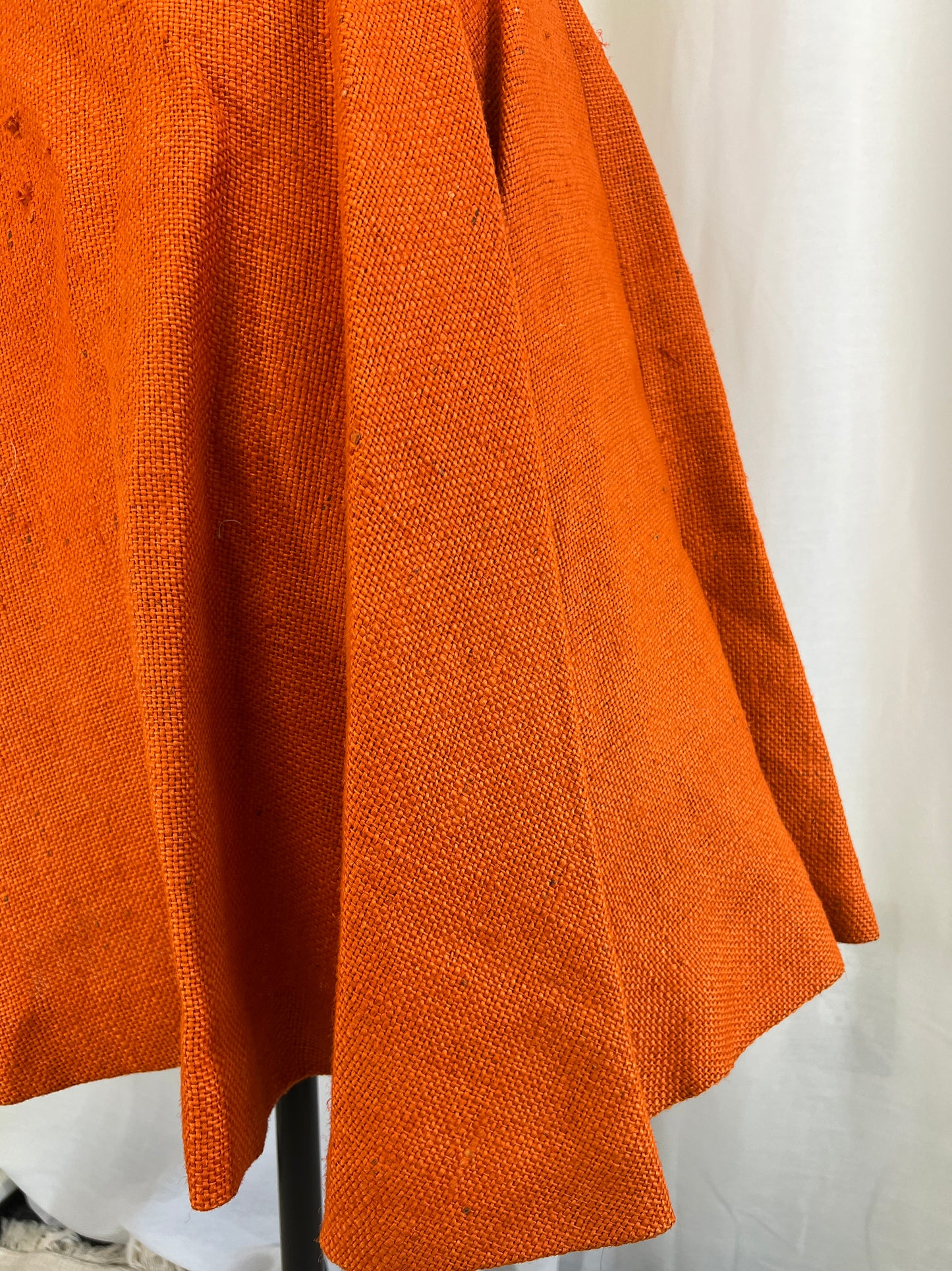 50s Orange Burlap Full Circle Skirt