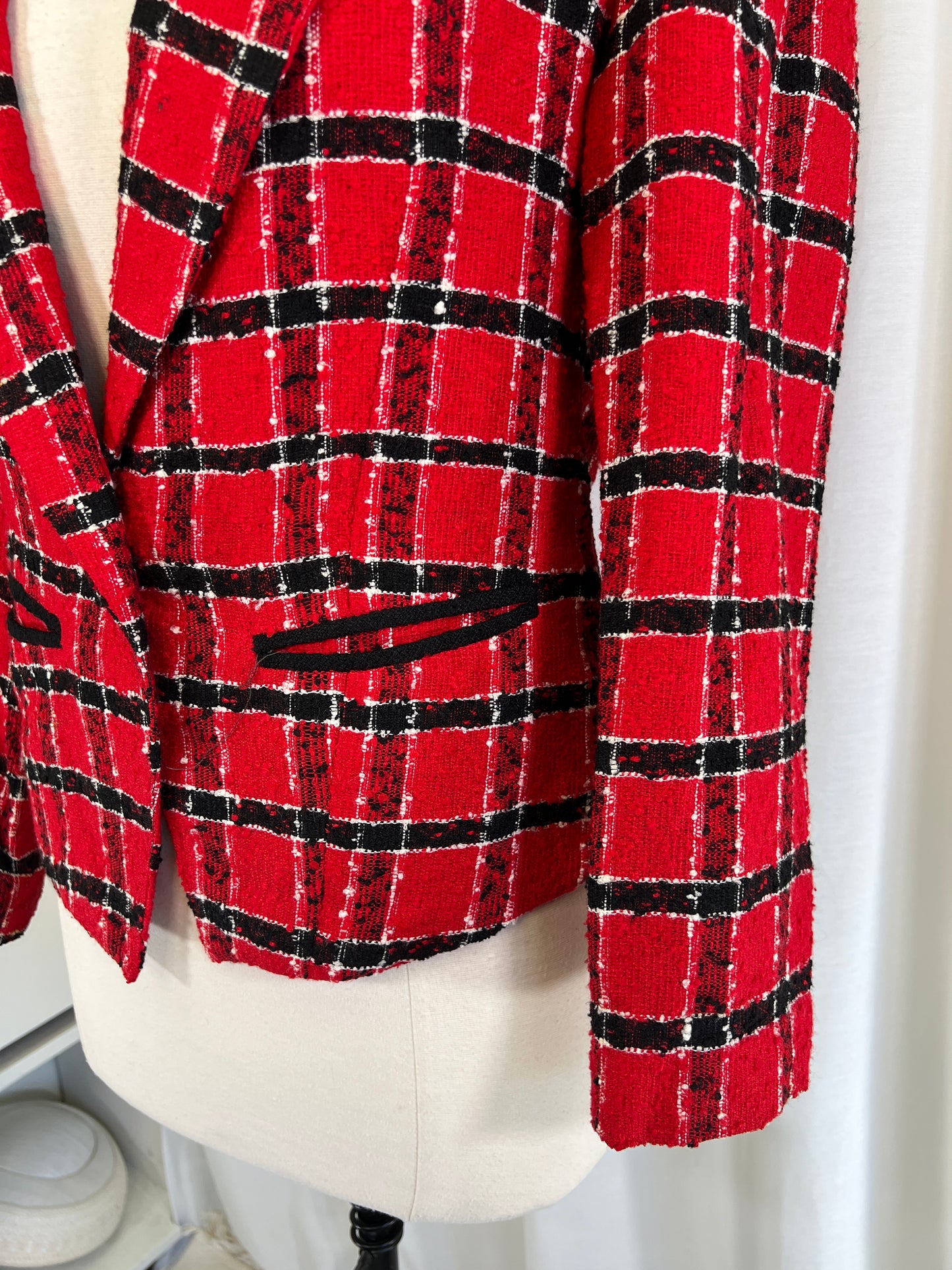 80s For Pete’s Sake Black and Red Plaid Blazer Jacket