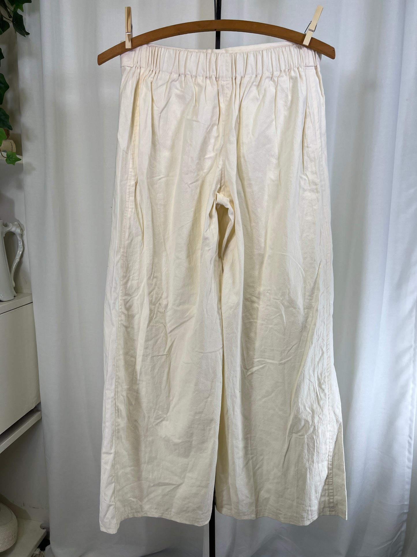 90s Handmade White Wide Leg Trousers