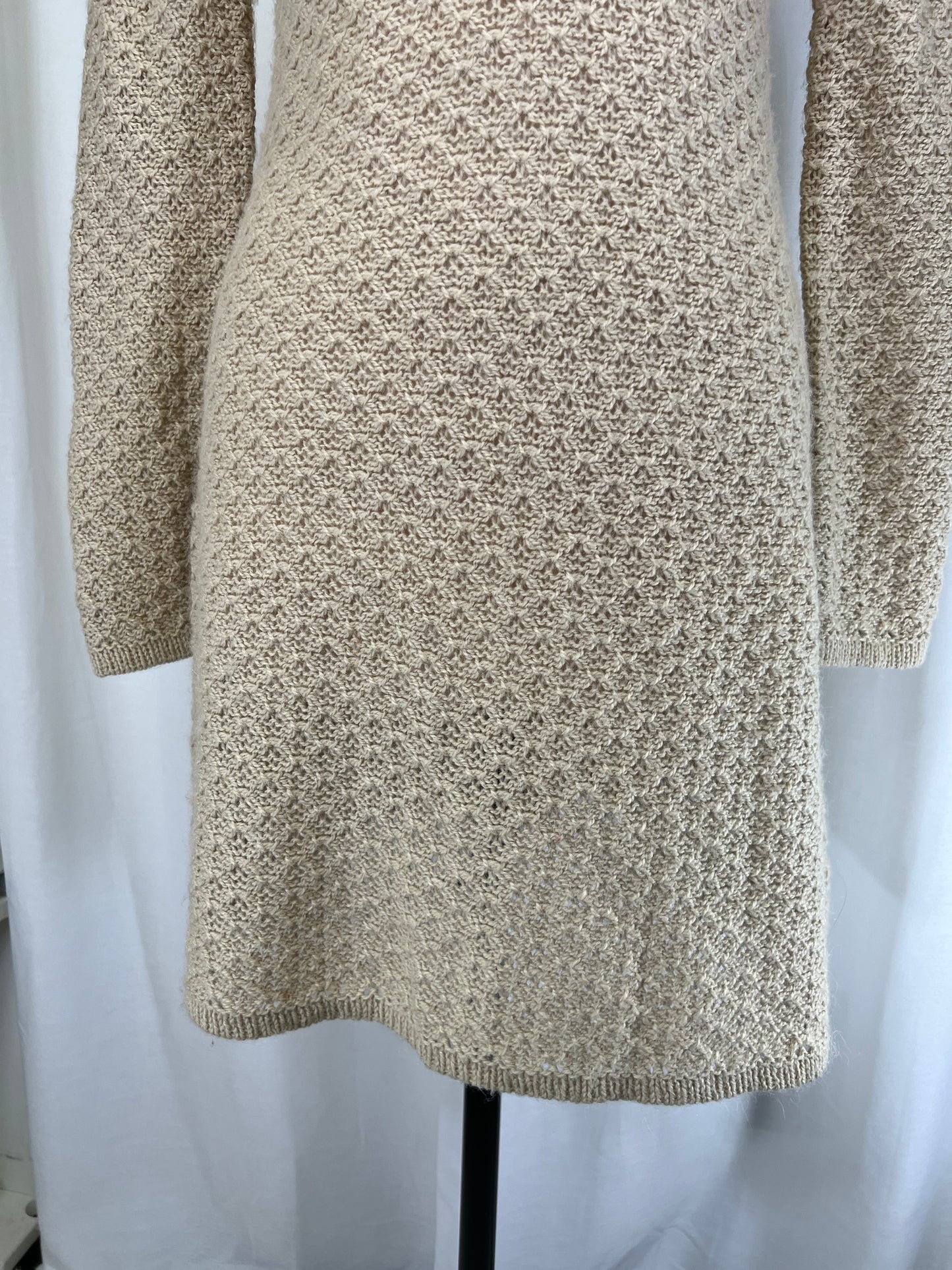 70s Aryeh Alpaca Blend Tan Crochet Dress