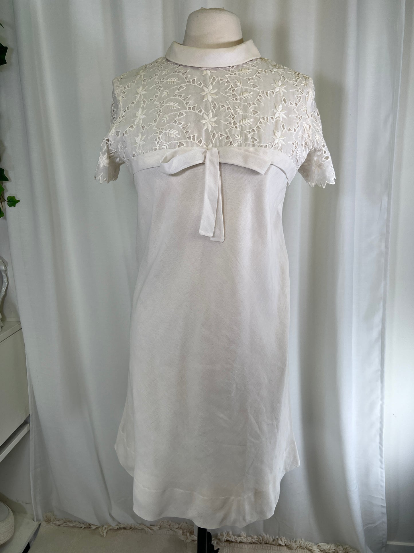 60s Johnathan Logan White Lace Top Sheath Dress