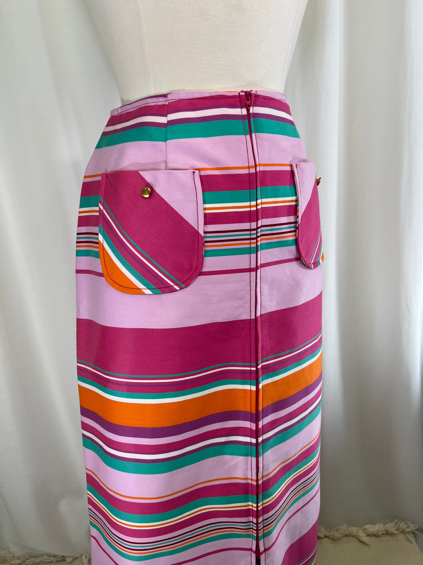 70s Patty Woodard Sherbet Dreams Striped Maxi Skirt