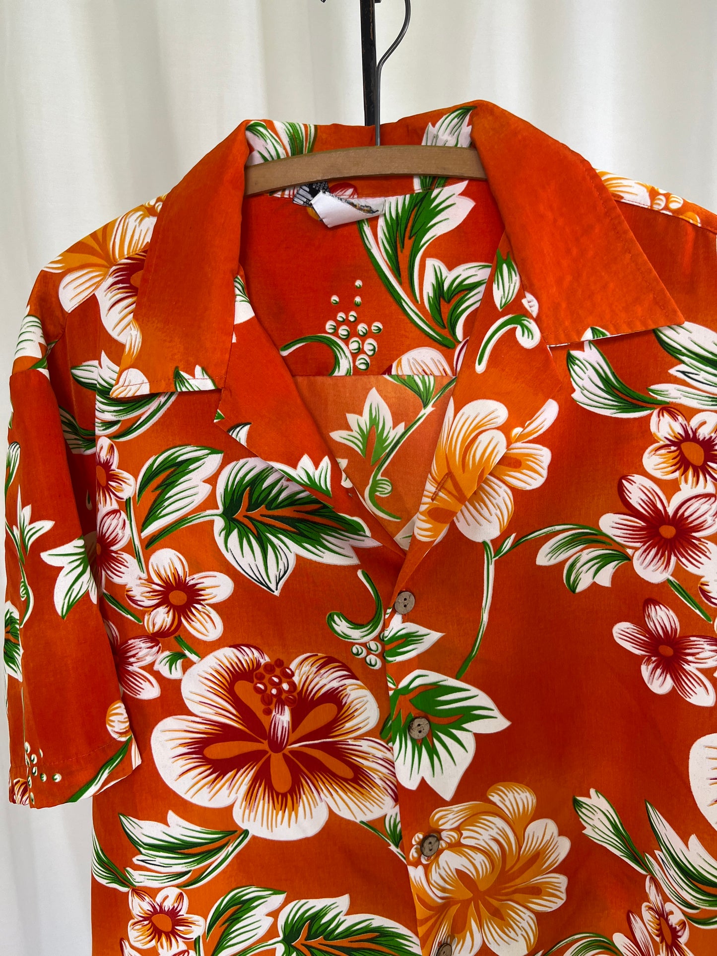 80s Kennington Orange Hawaiian Print Shirt