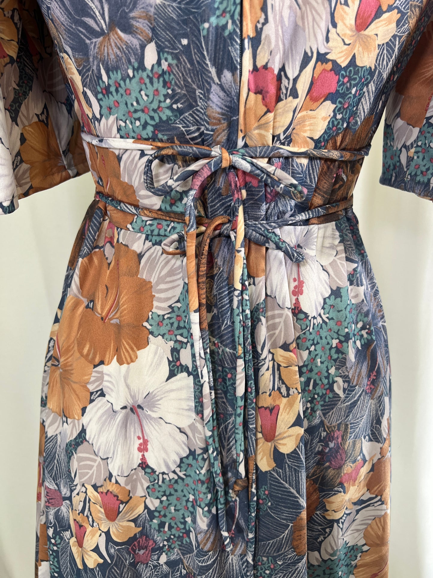 70s Prairie Faux CorsetBlue and Brown Floral Mini Dress