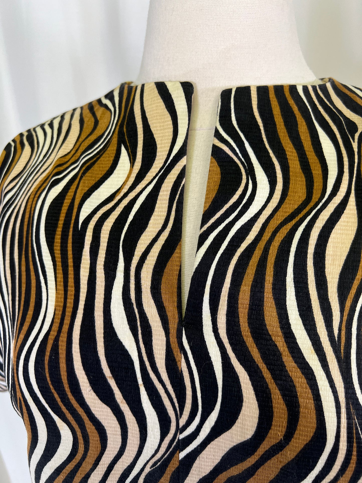 70s Browns and Creams Abstract Swirls Blouse