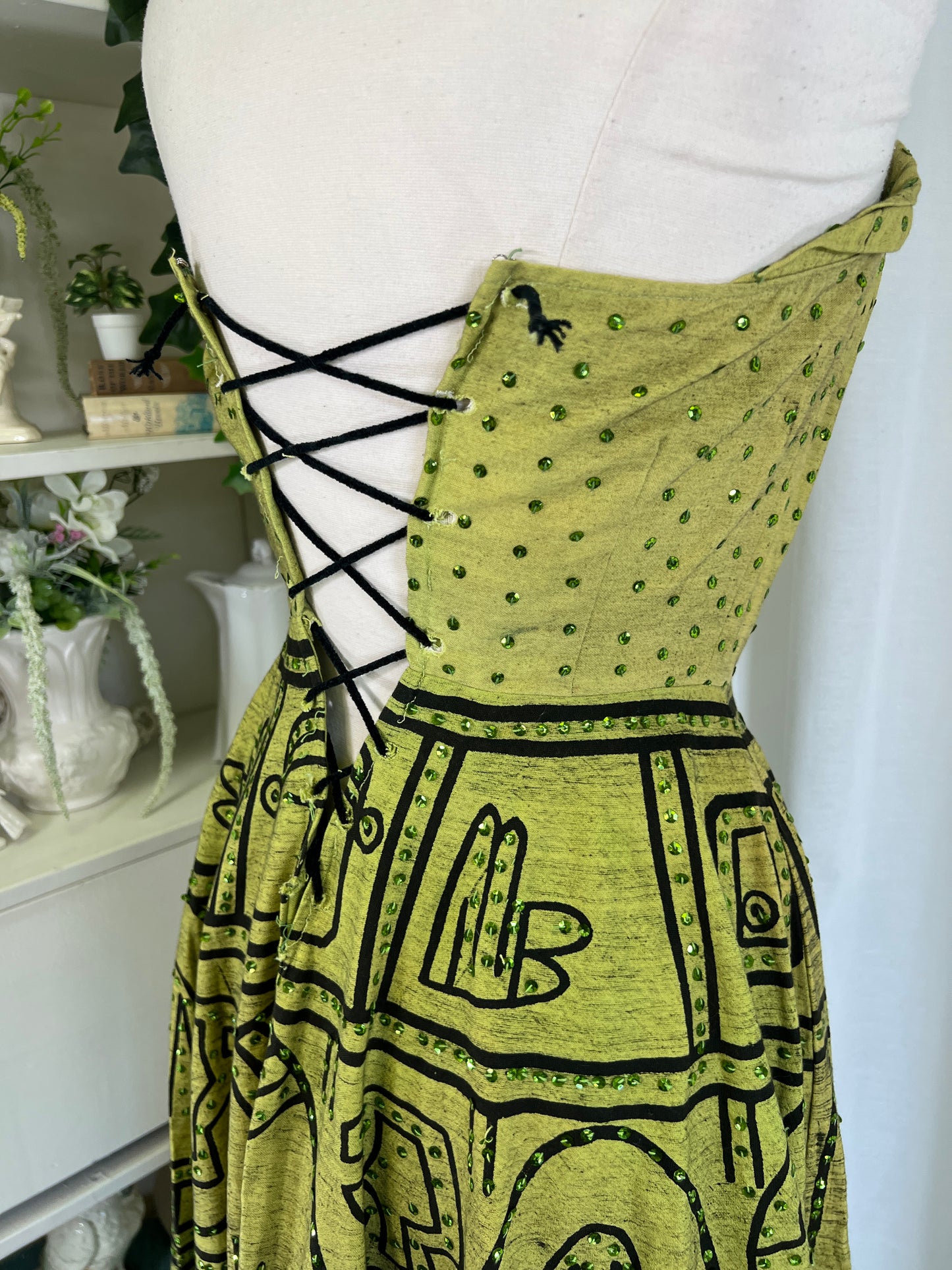 50s Green Sequined Mexican Souvenir Dress