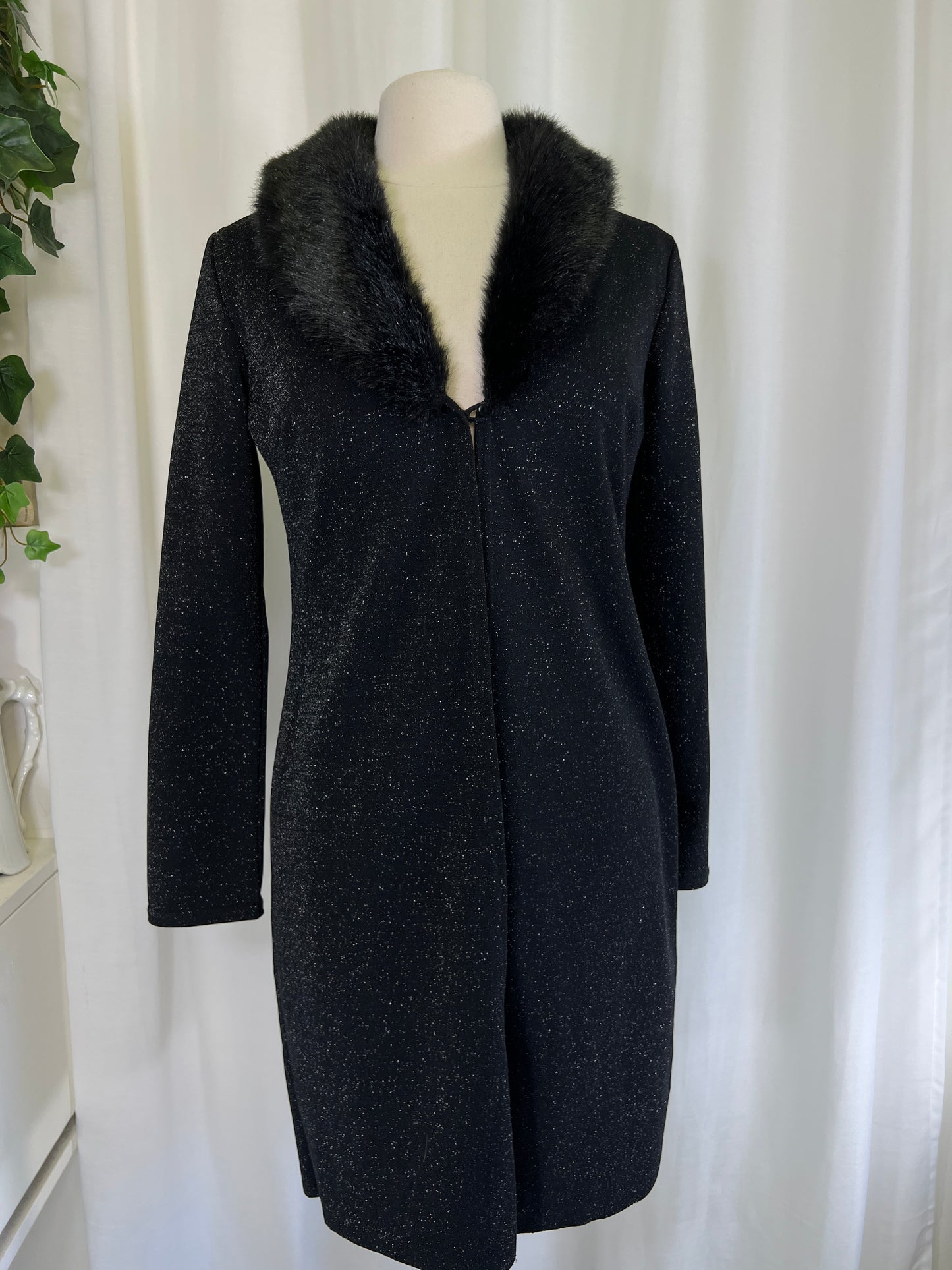 90s Indications Black and Silver Lurex Duster Cardigan