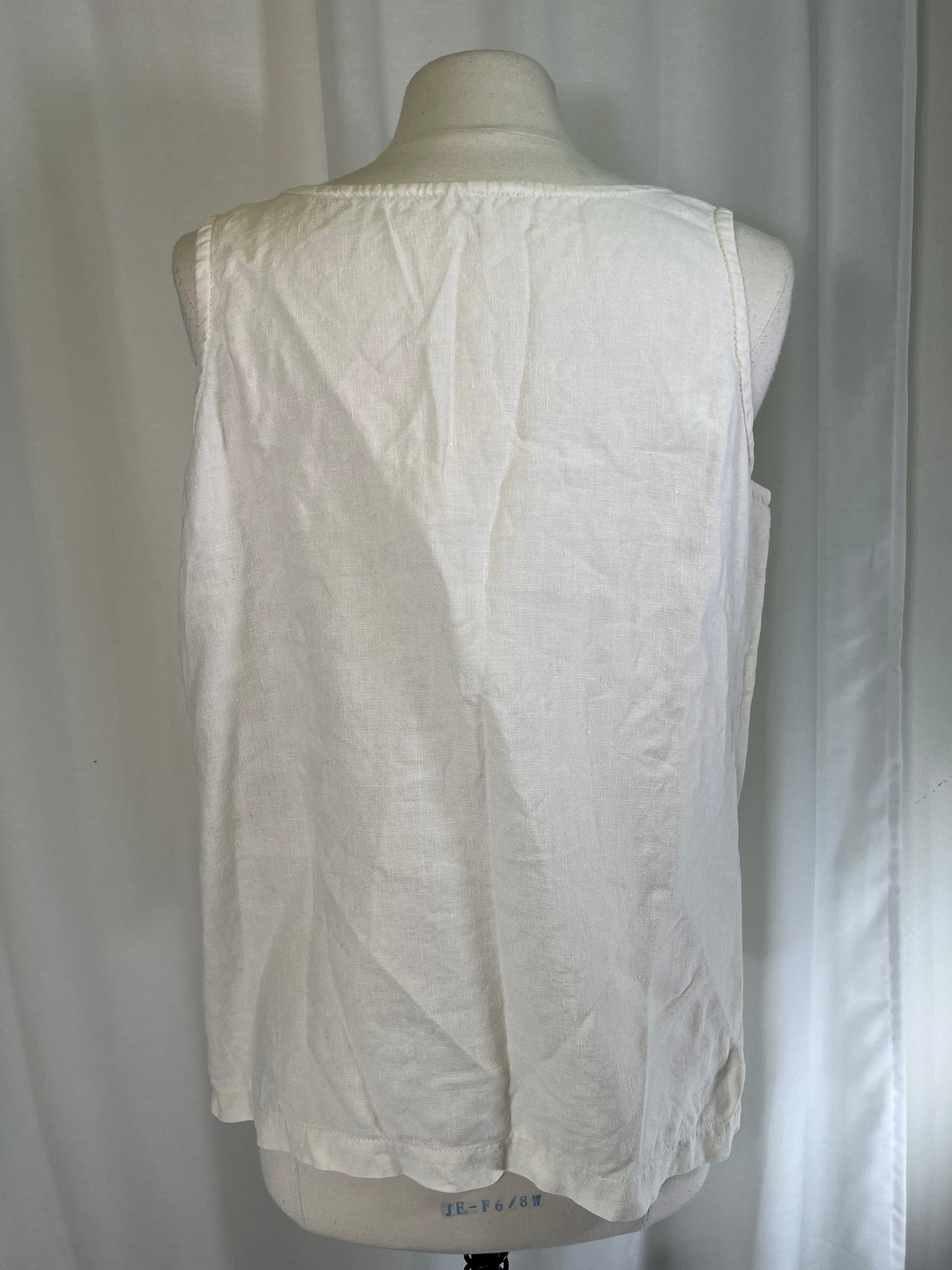 80s Boxy Cream Linen Tank Blouse