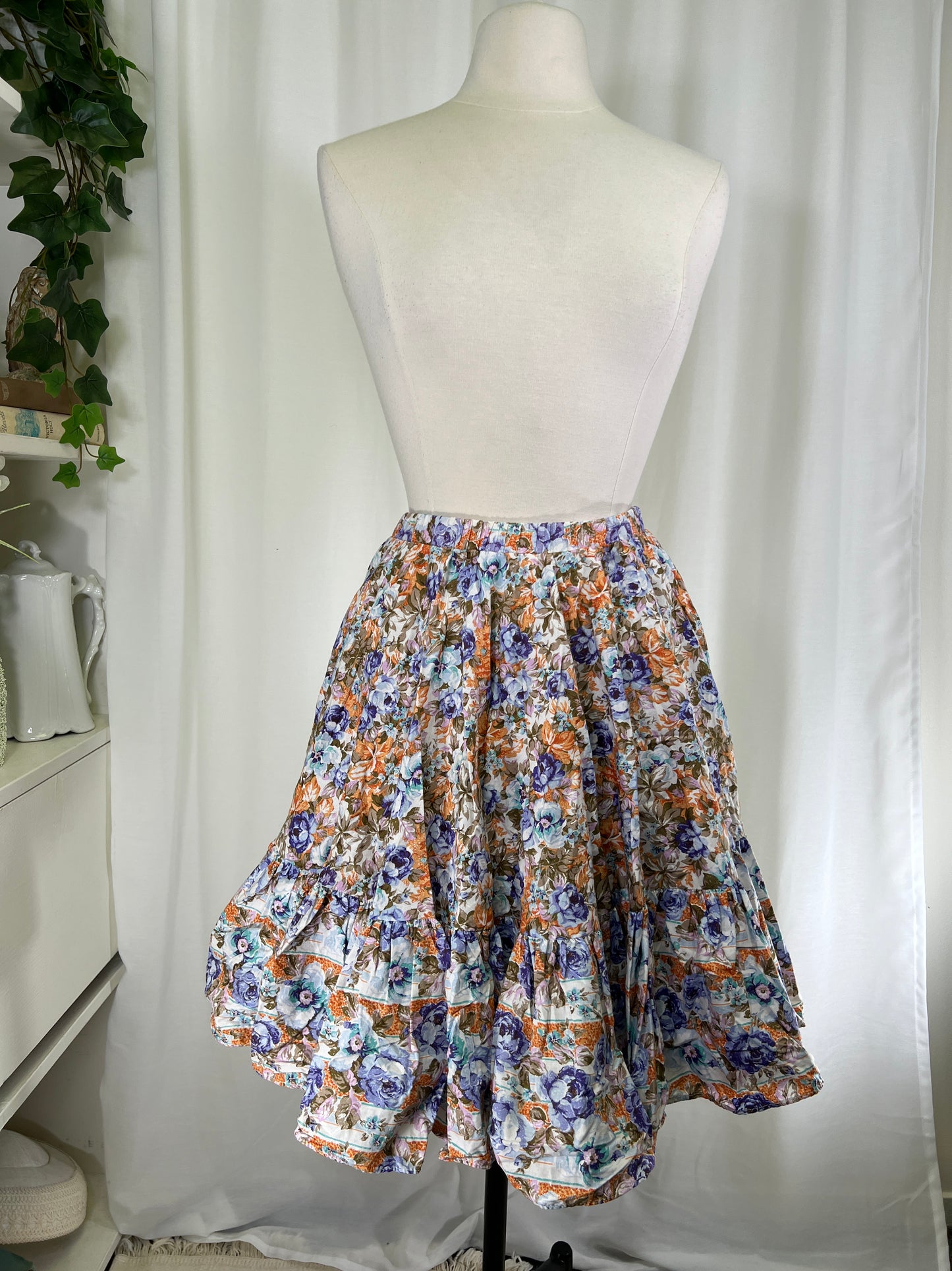 90s Swing Dancing Floral Western Circle Skirt