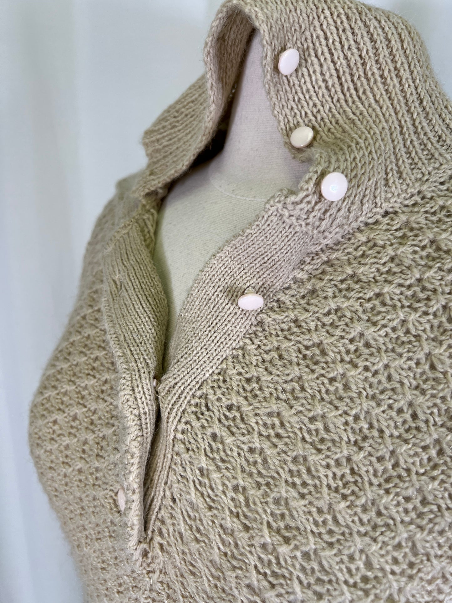 70s Aryeh Alpaca Blend Tan Crochet Dress