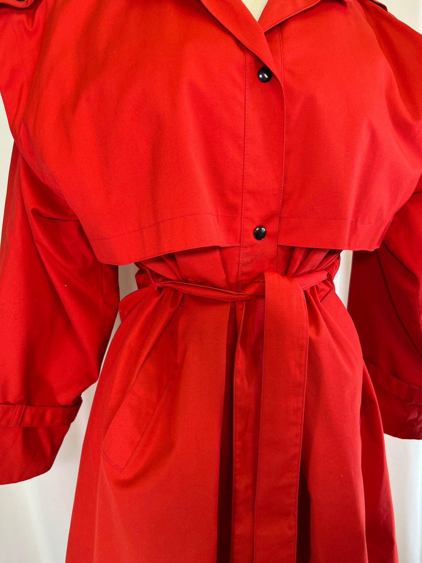 80s Cyclone Red Futuristic Button Up Trench Coat