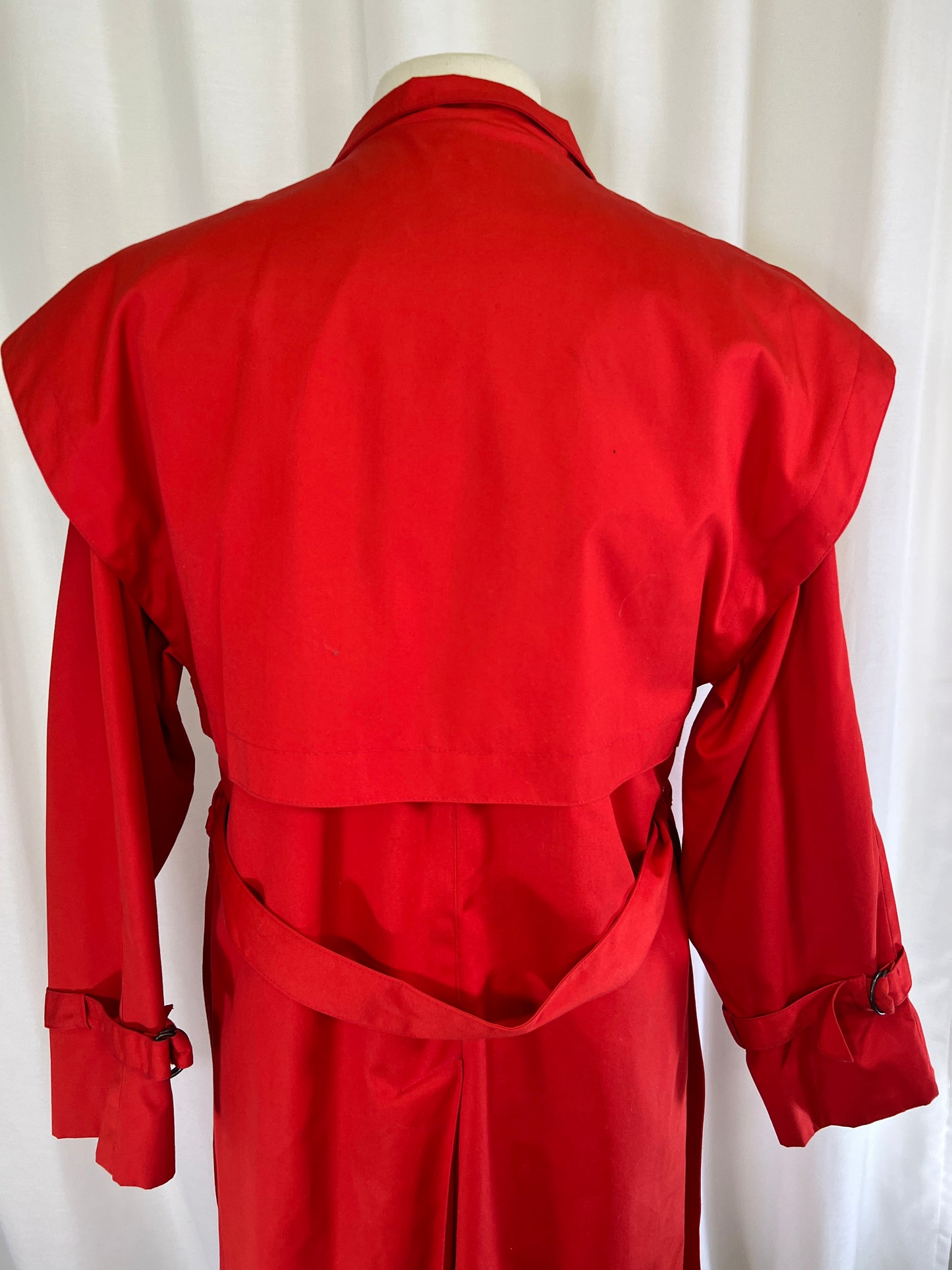 80s Cyclone Red Futuristic Button Up Trench Coat