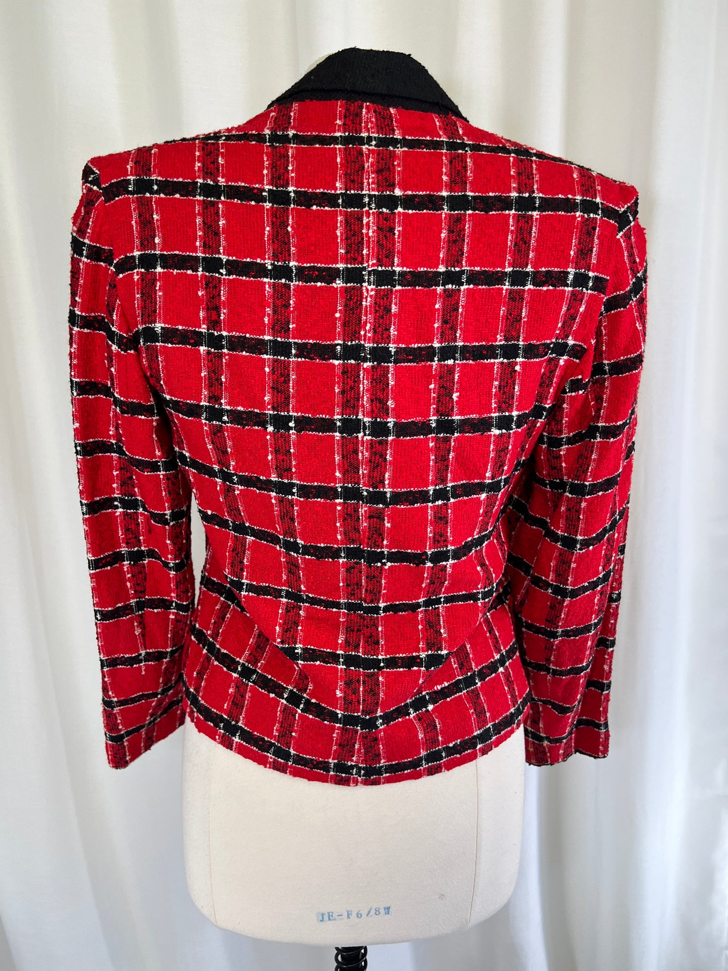 80s For Pete’s Sake Black and Red Plaid Blazer Jacket