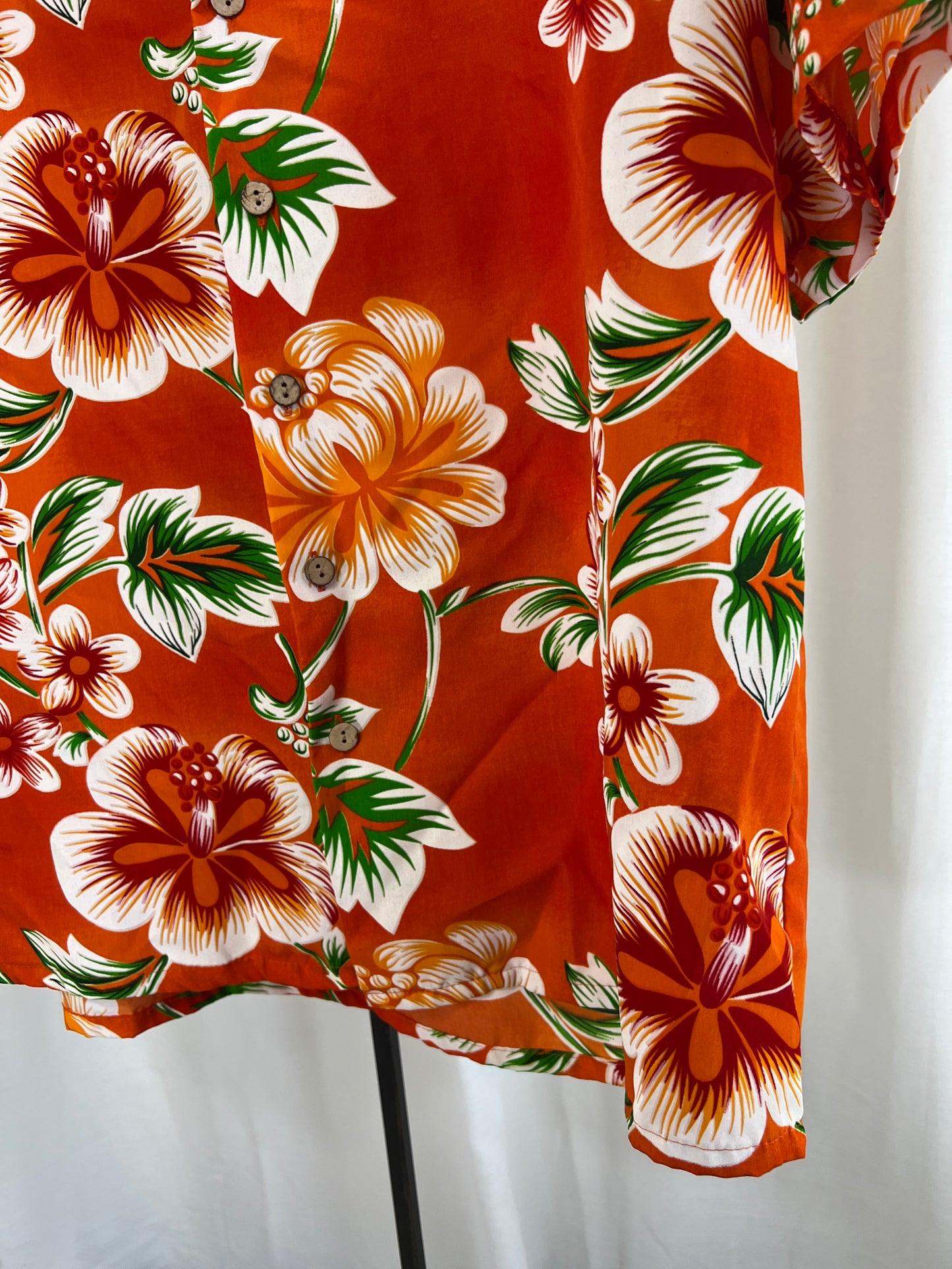 80s Kennington Orange Hawaiian Print Shirt