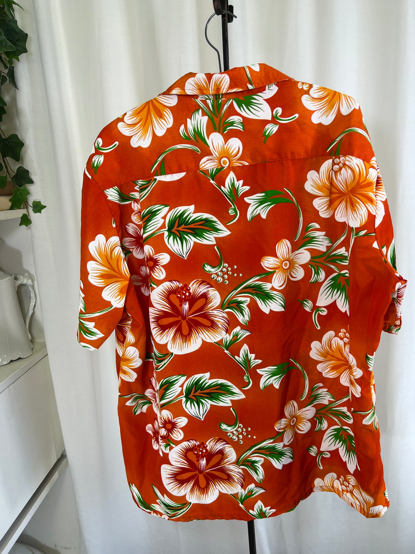 80s Kennington Orange Hawaiian Print Shirt