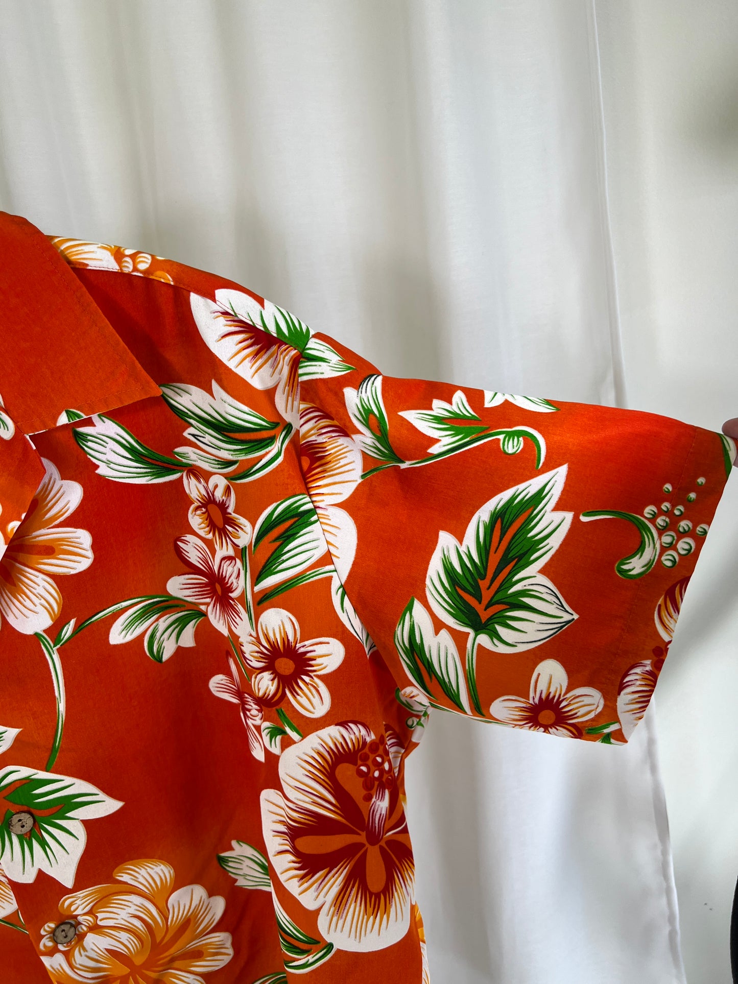 80s Kennington Orange Hawaiian Print Shirt