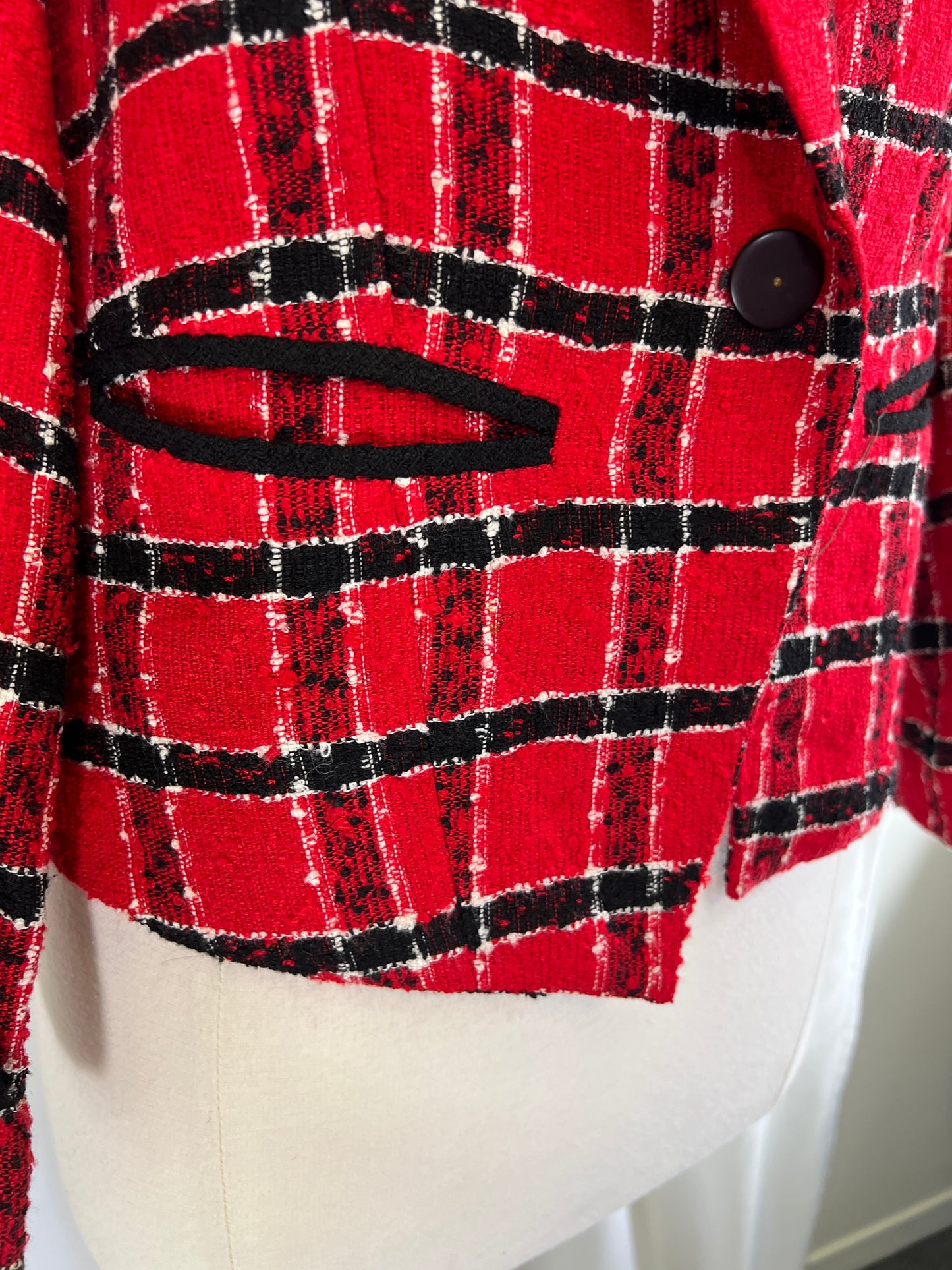 80s For Pete’s Sake Black and Red Plaid Blazer Jacket