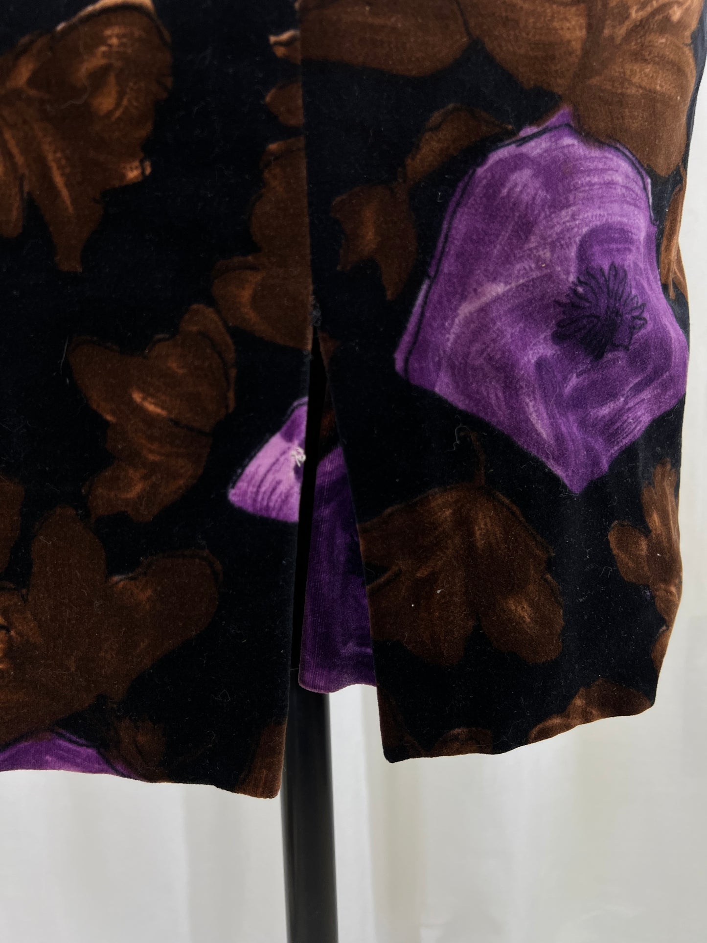 50s Velvet Purple Trumpet Flower Print Wiggle Dress