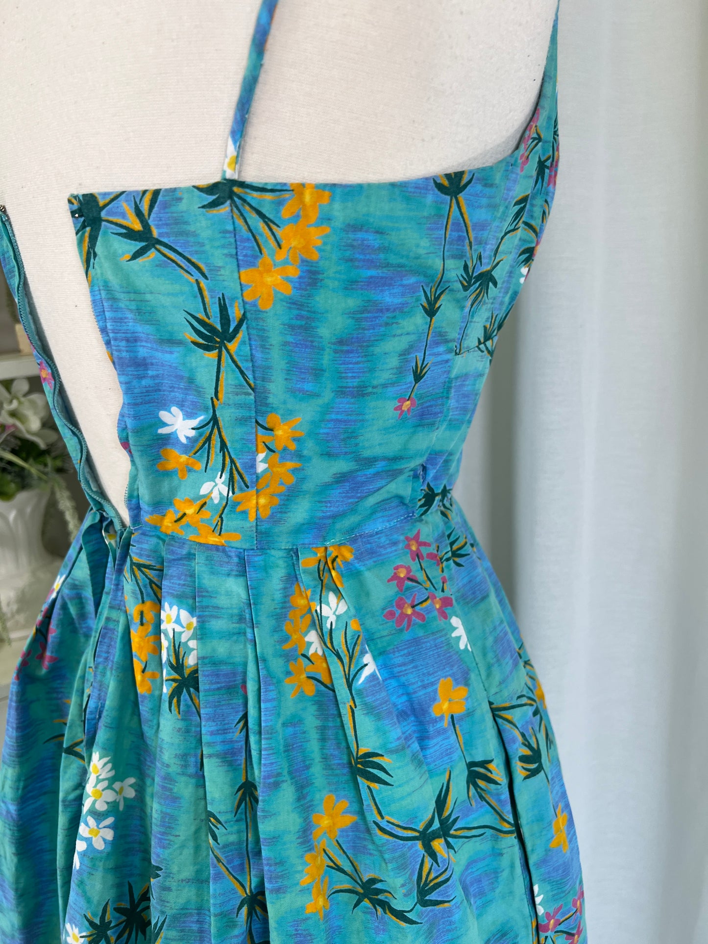 50s Blue Lagoon Balconette Dress