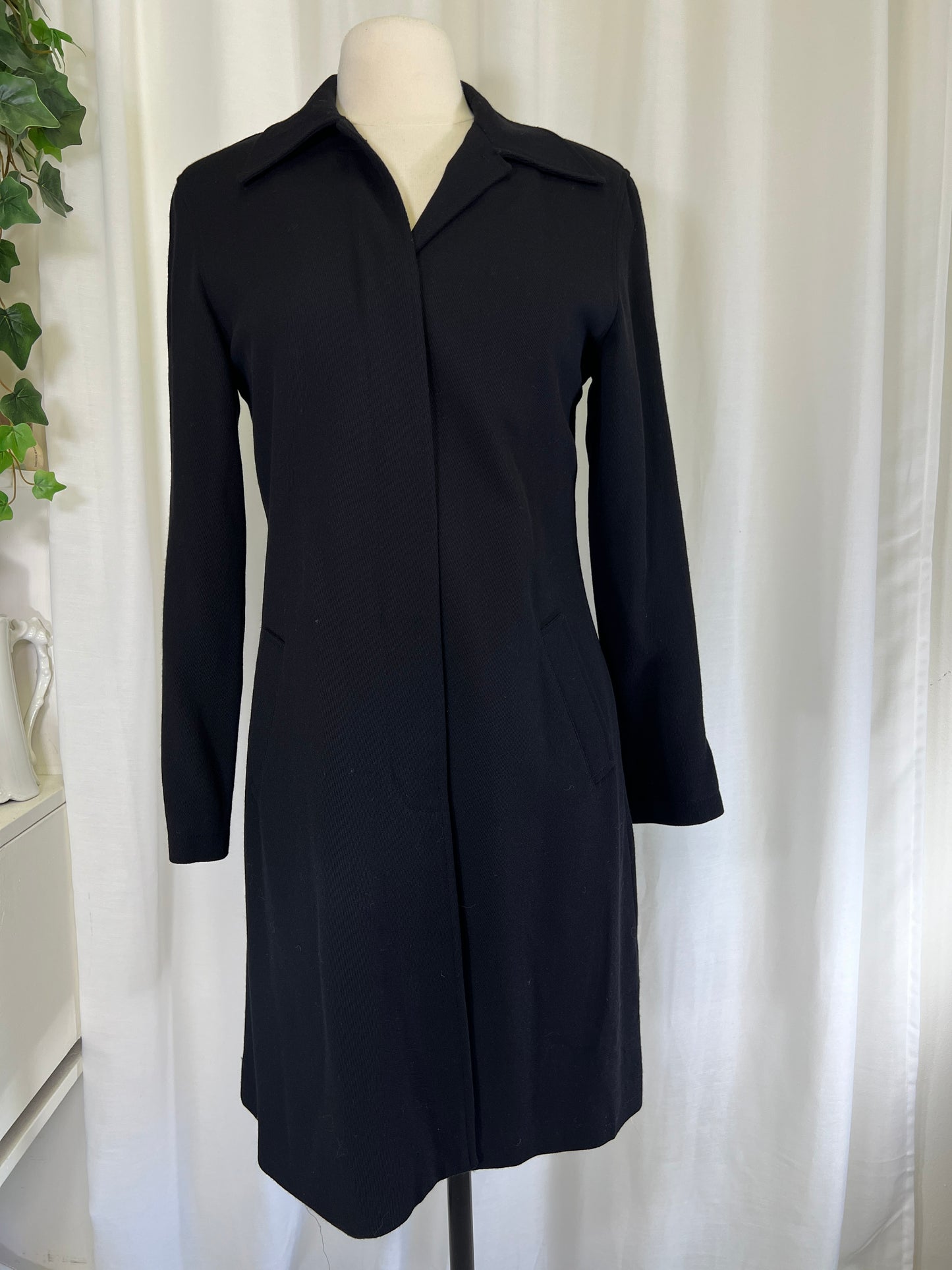 90s Club Monaco Black Minimal Wool Coat