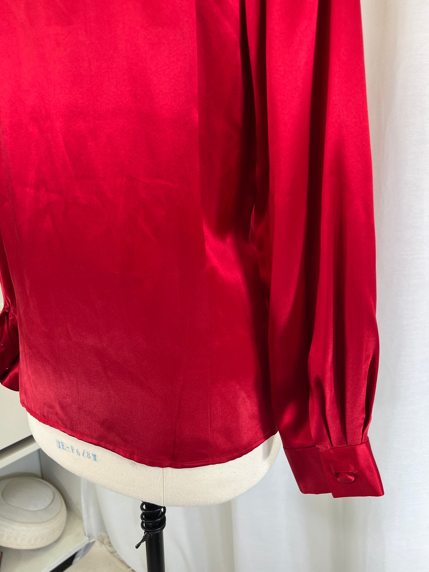 90s Anne Klein II Red Silk Double Breasted Blouse Jacket Blazer