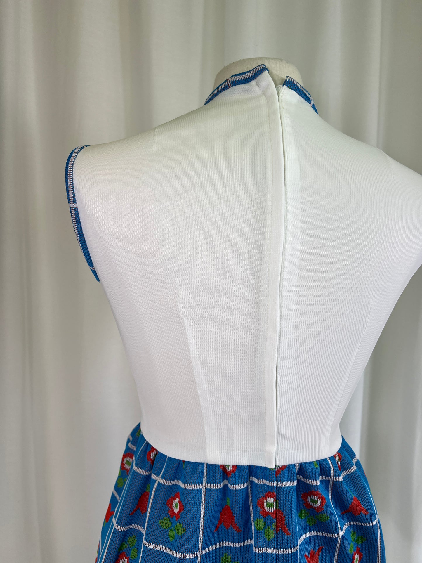 60s Red White and Blue Floral Mini Dress
