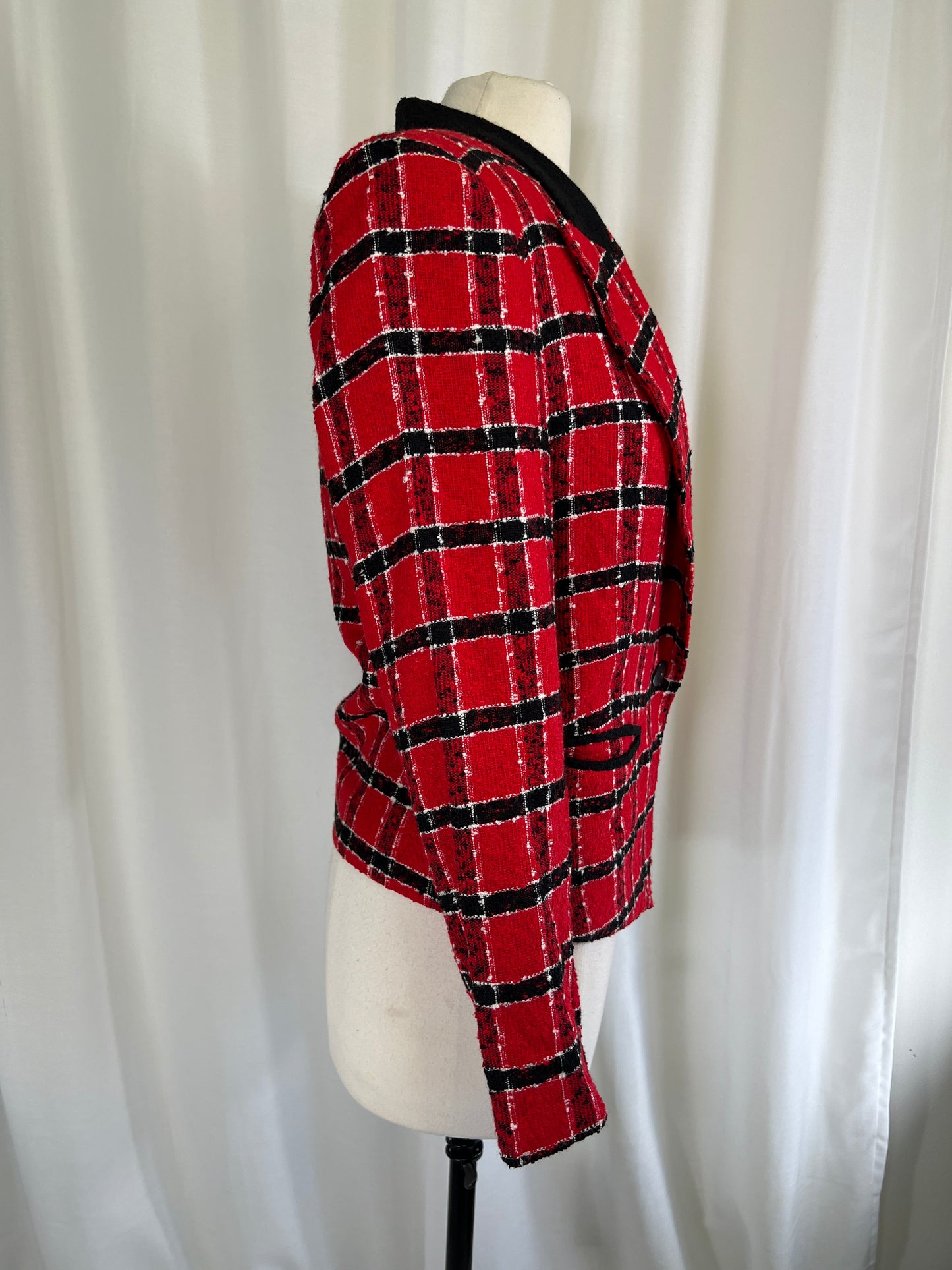 80s For Pete’s Sake Black and Red Plaid Blazer Jacket