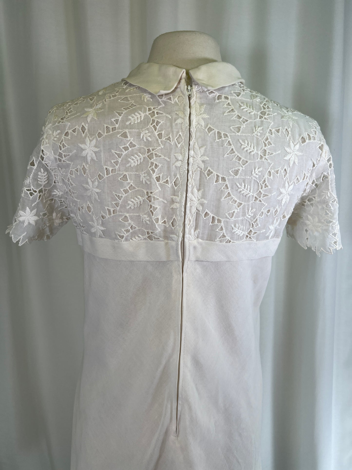 60s Johnathan Logan White Lace Top Sheath Dress