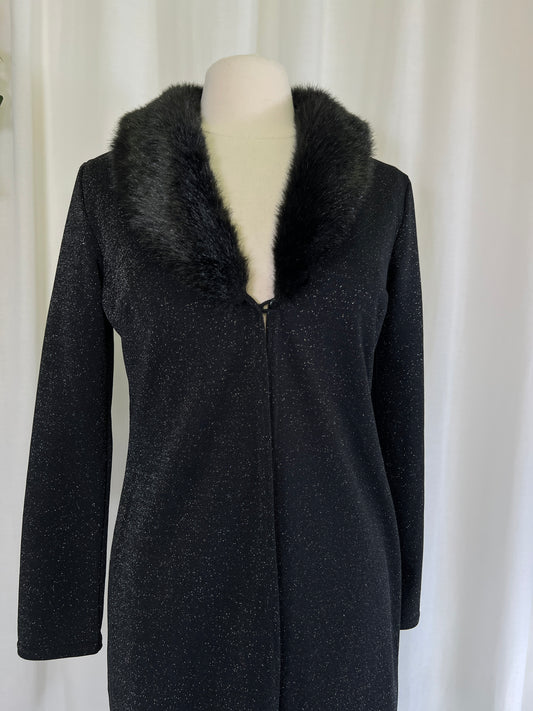 90s Indications Black and Silver Lurex Duster Cardigan