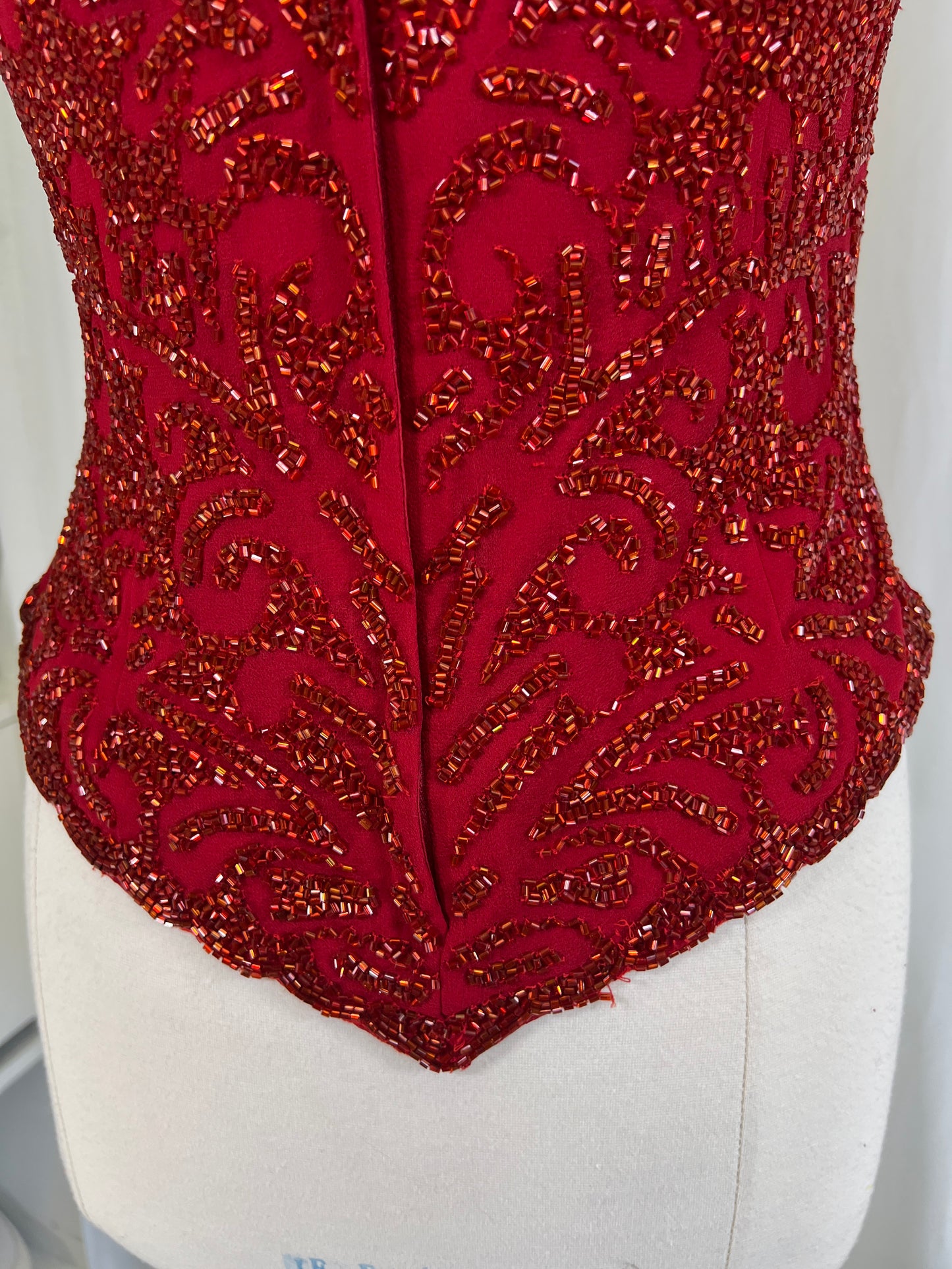 90s Y2K Red Beaded JKARA Tank Blouse