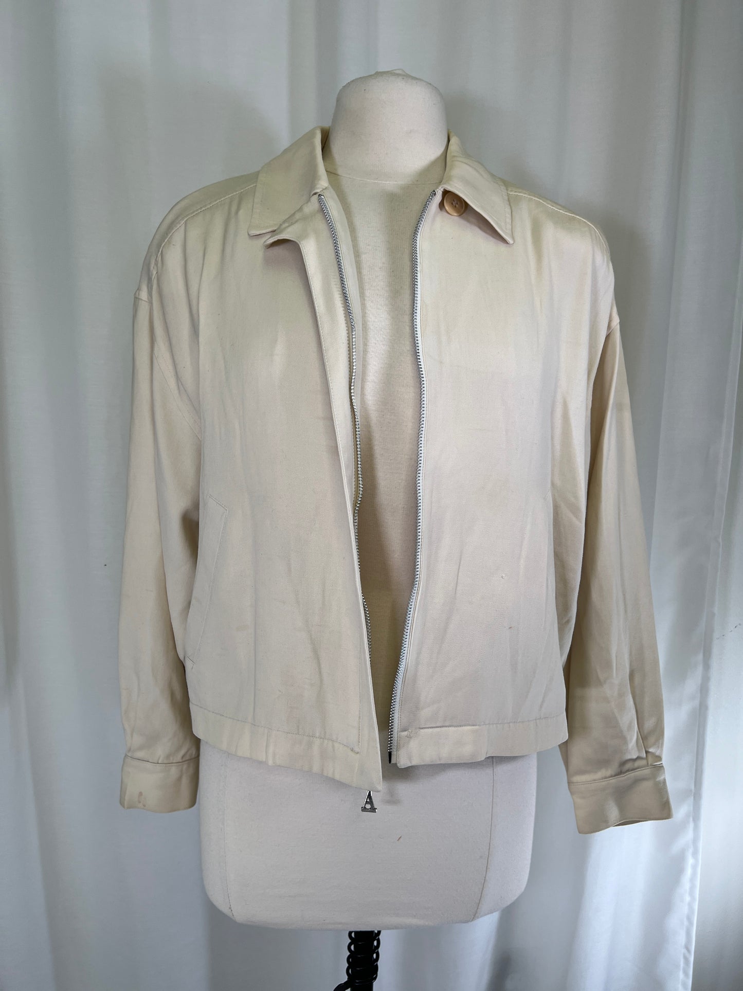 90s Anne Klein Cream Boxy Jacket with Bow