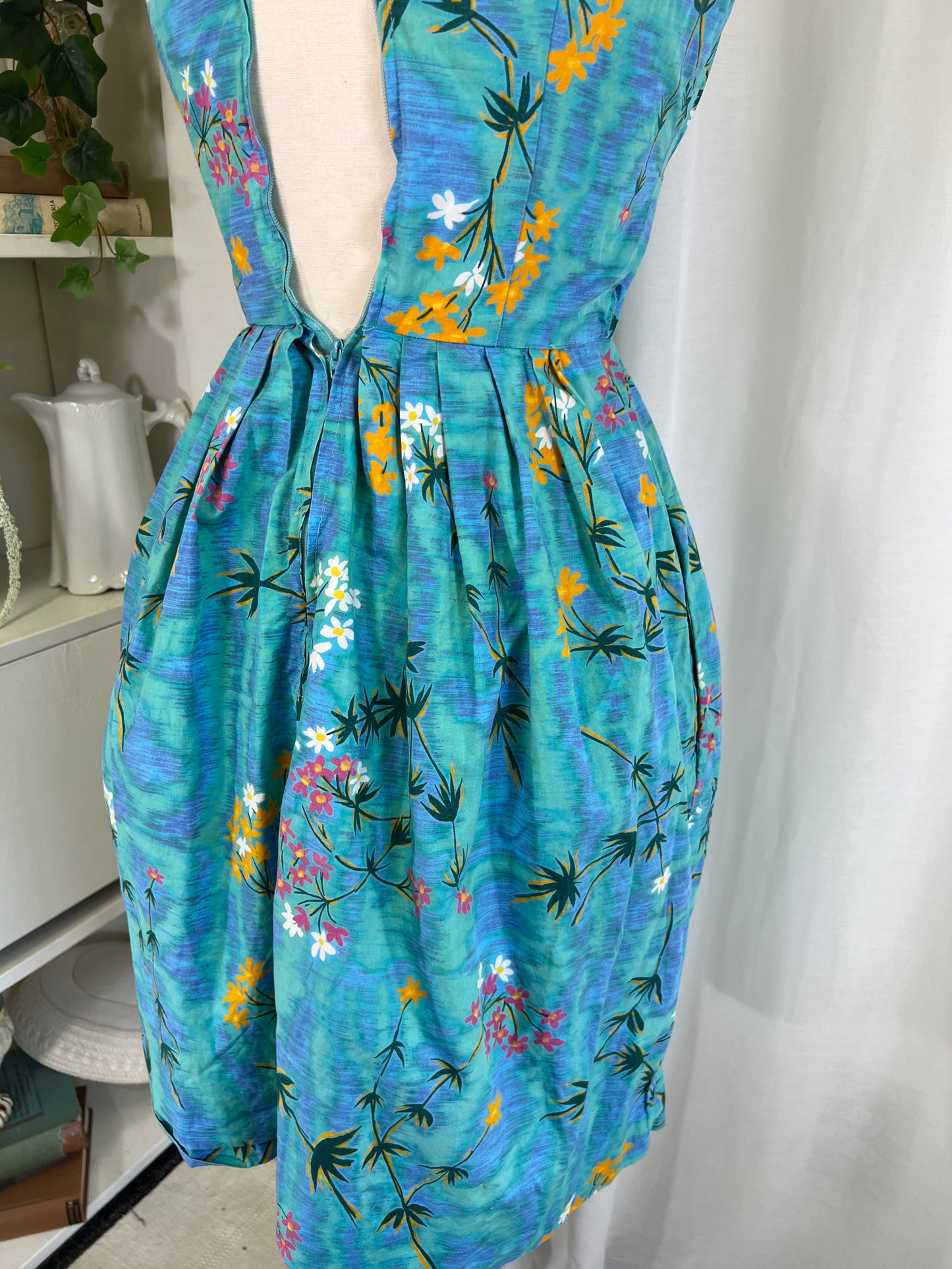 50s Blue Lagoon Balconette Dress