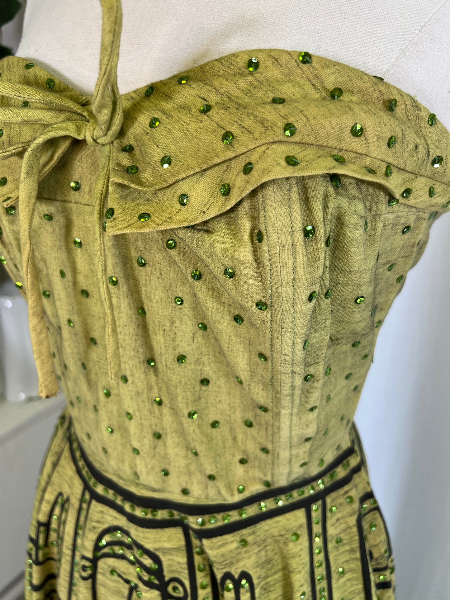 50s Green Sequined Mexican Souvenir Dress