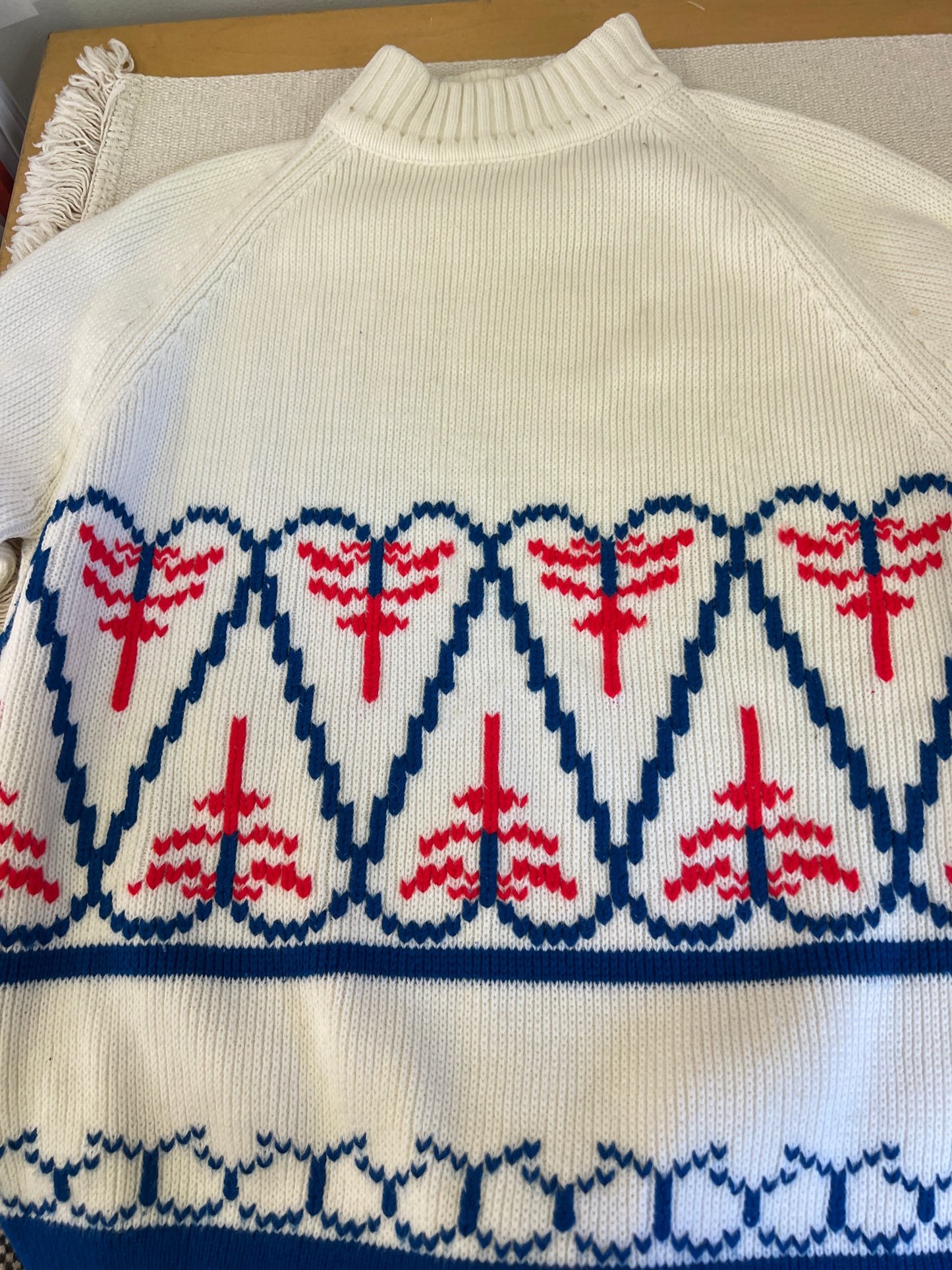 70s Red White and Blue Hearts Sweater