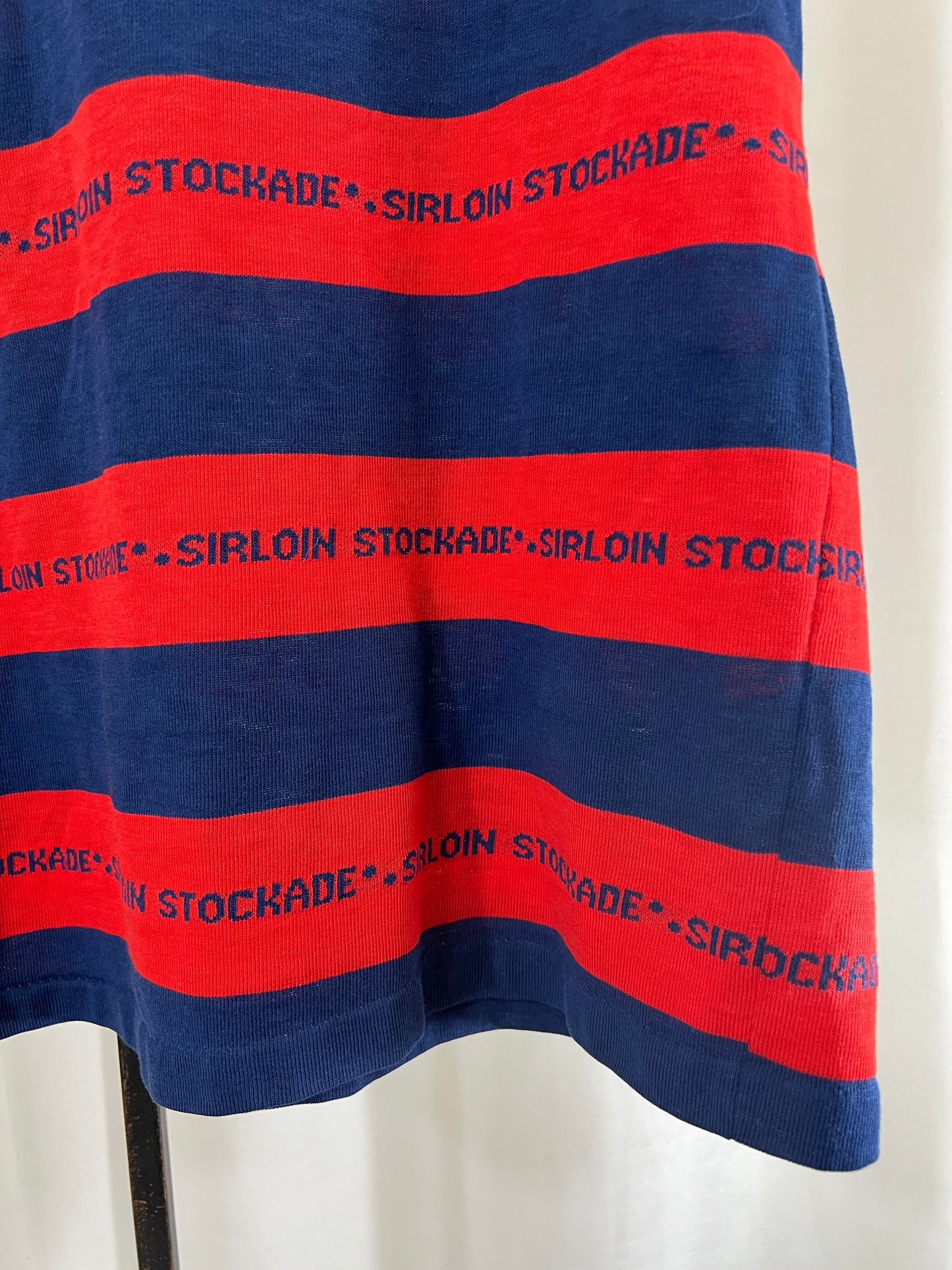 80s Sirloin Stockade Red and Blue Striped Polo