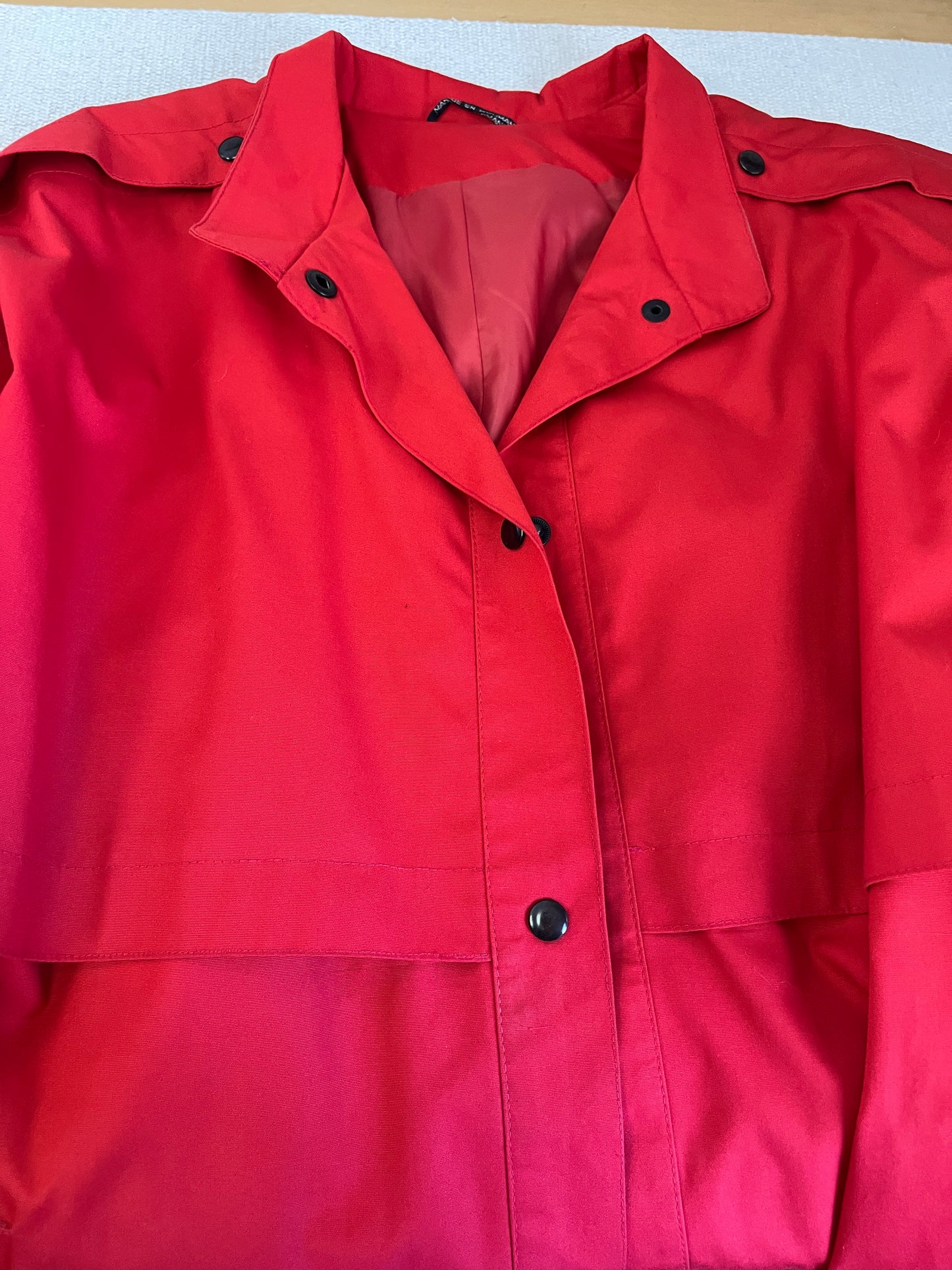 80s Cyclone Red Futuristic Button Up Trench Coat