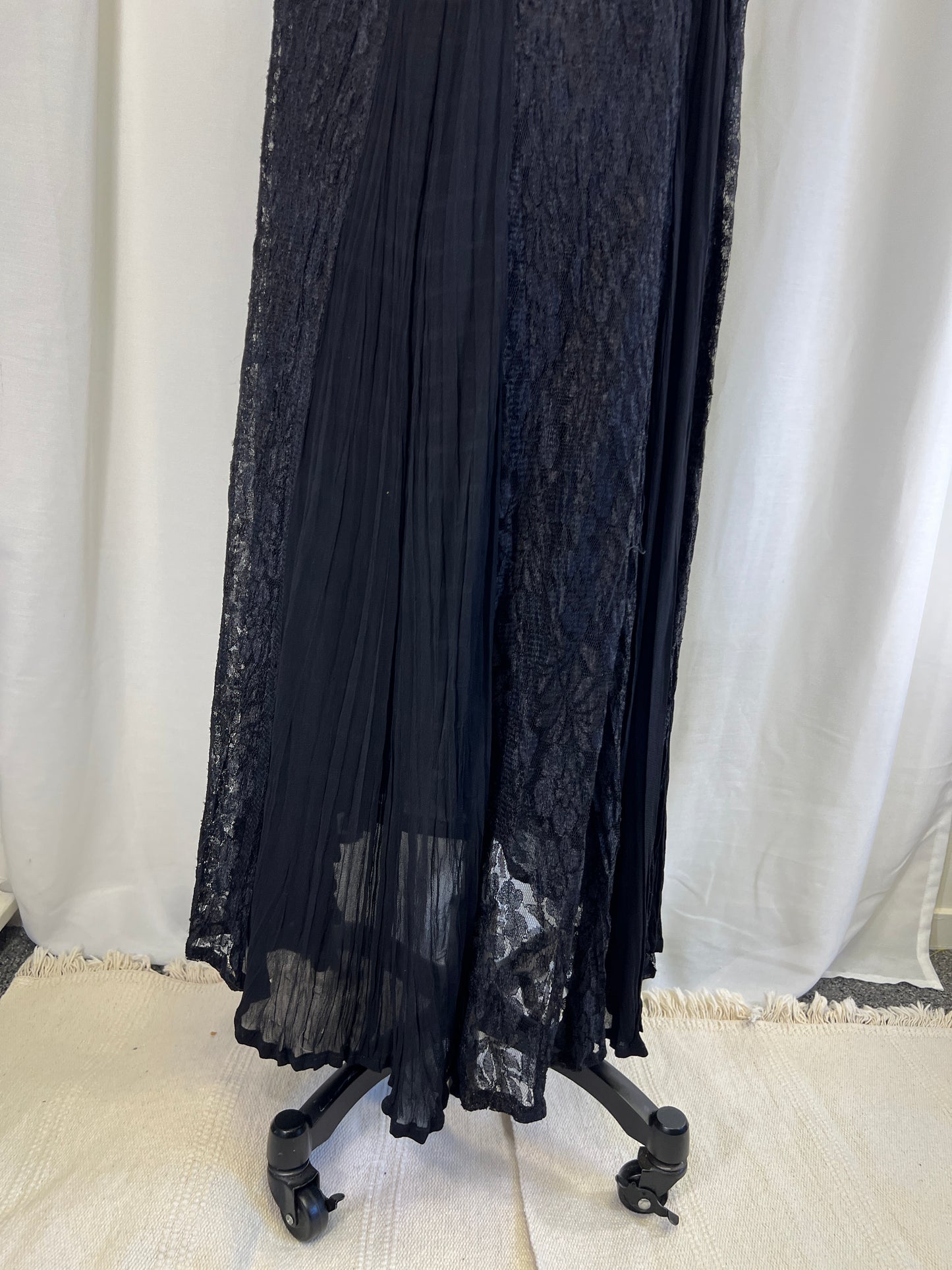 90s Nostalgia Black Lace Maxi Dress