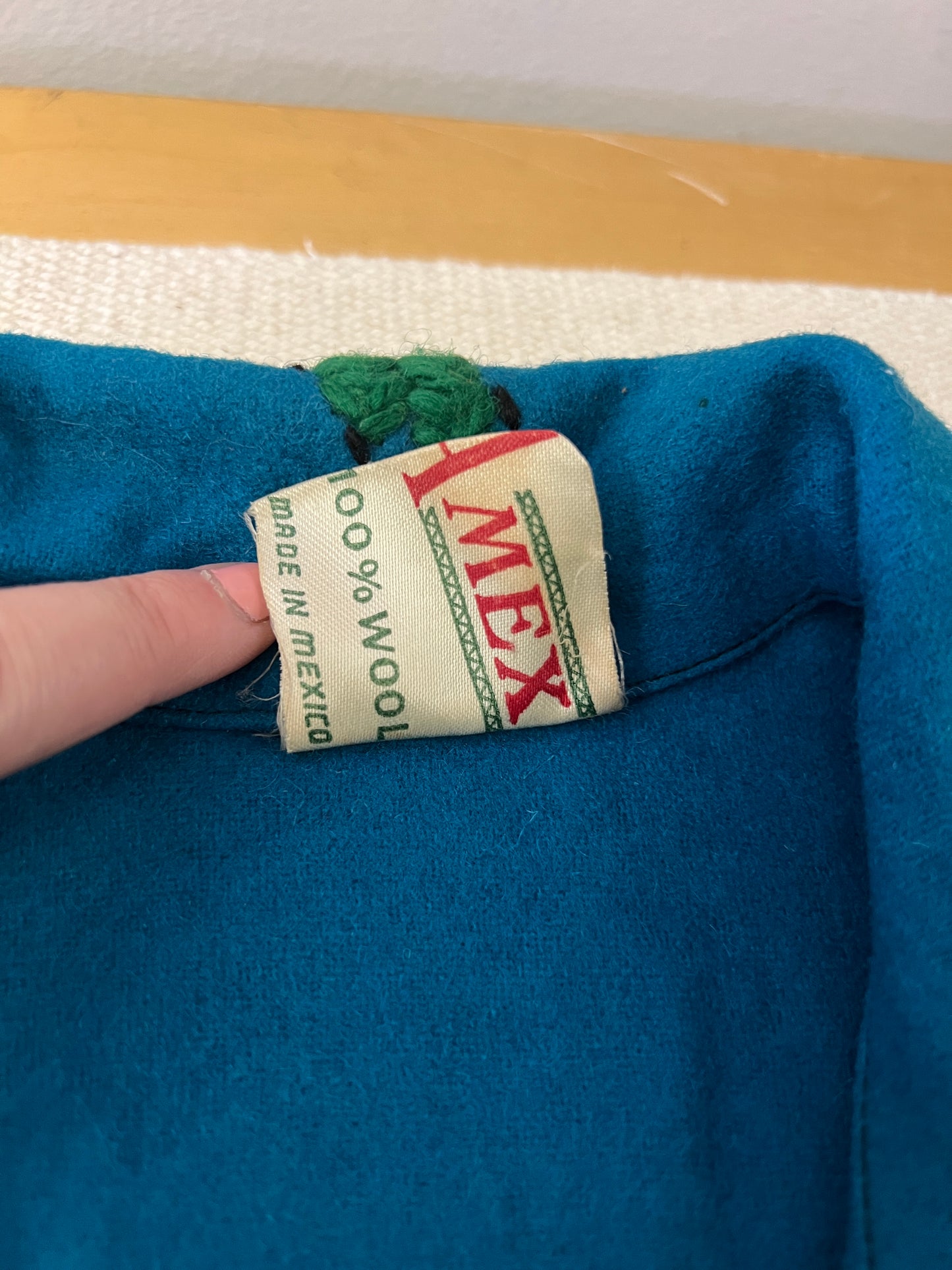 50s Blue Embroidered Amex Wool Mexican Souvenir Jacket