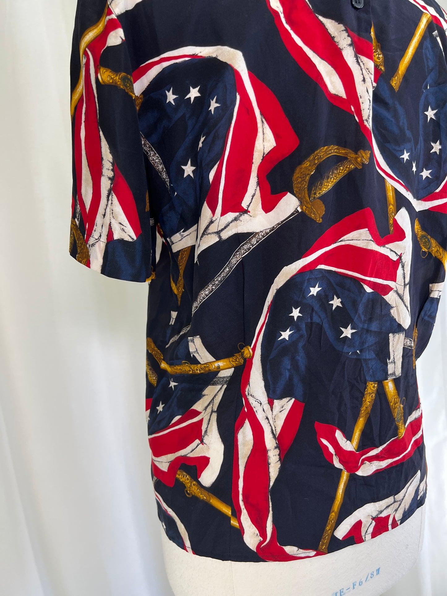 90s Jones New York Flag Print Silk Blouse