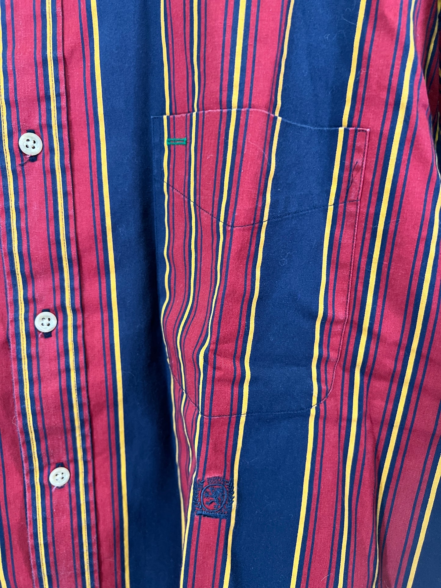 90s Tommy Hilfiger Red and Blue Striped Button Down Shirt