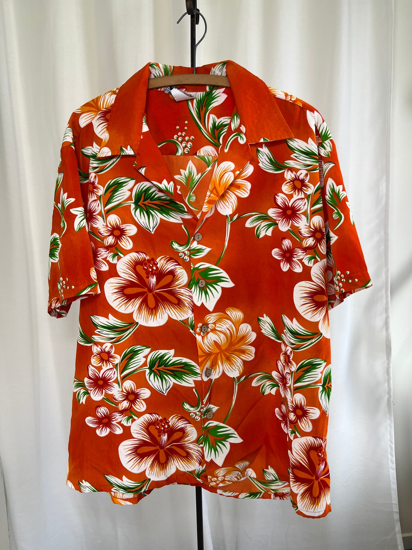 80s Kennington Orange Hawaiian Print Shirt