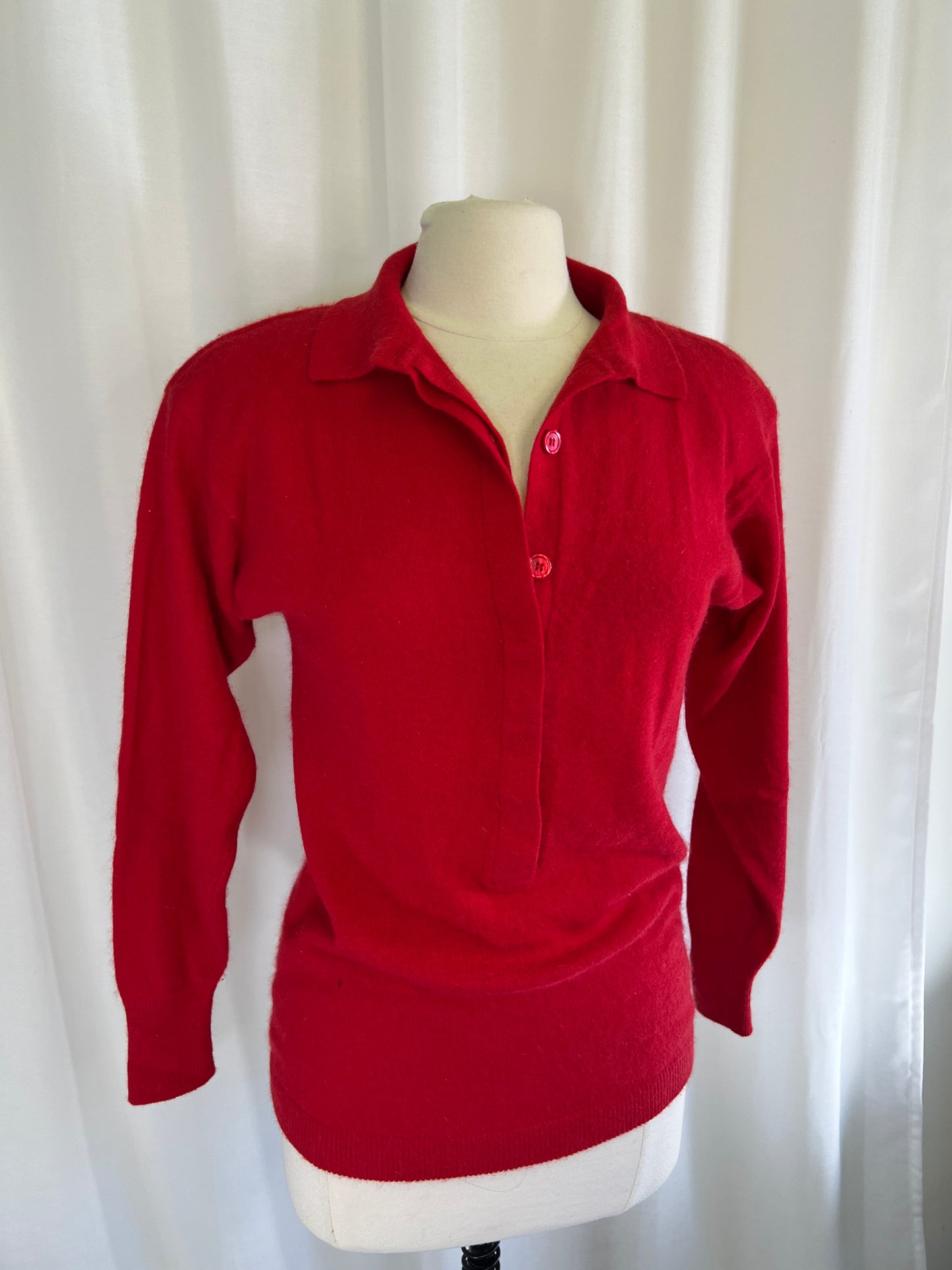 80s Neil Martin Wool Angora Blend Red Slouchy Sweater