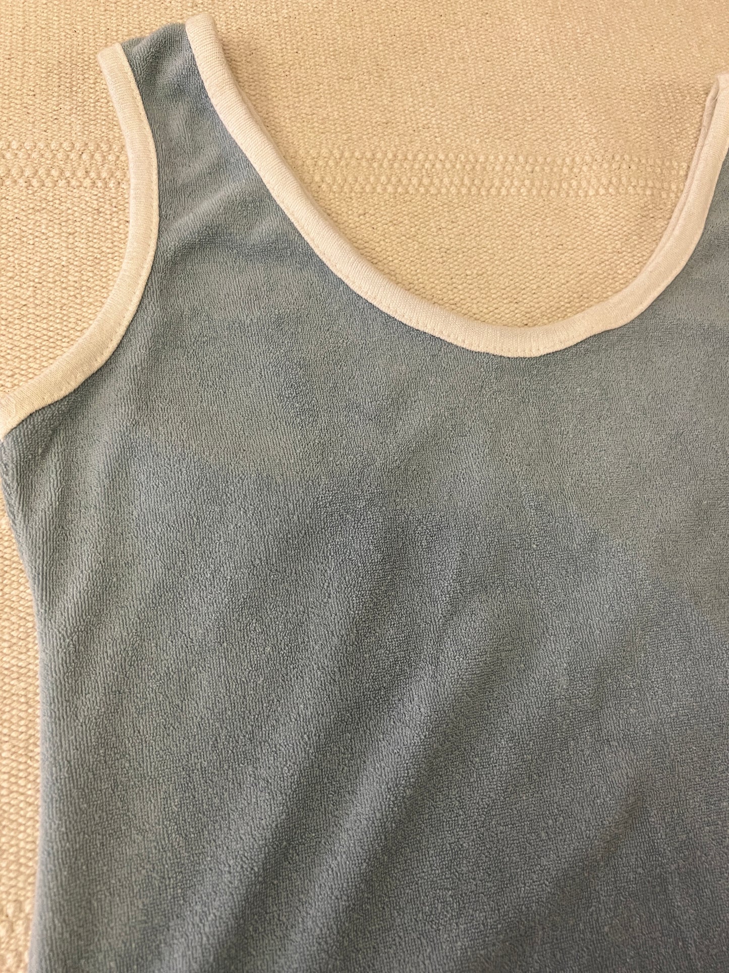 80s Blue and White Terrycloth Tank Top